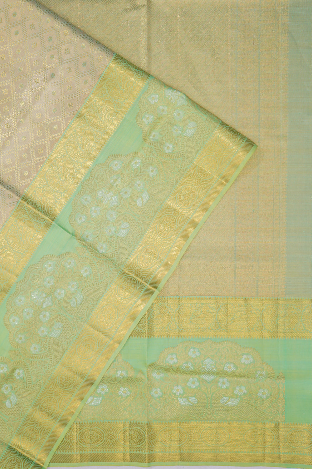Kanchipuram Silk Tissue Brocade Green Saree