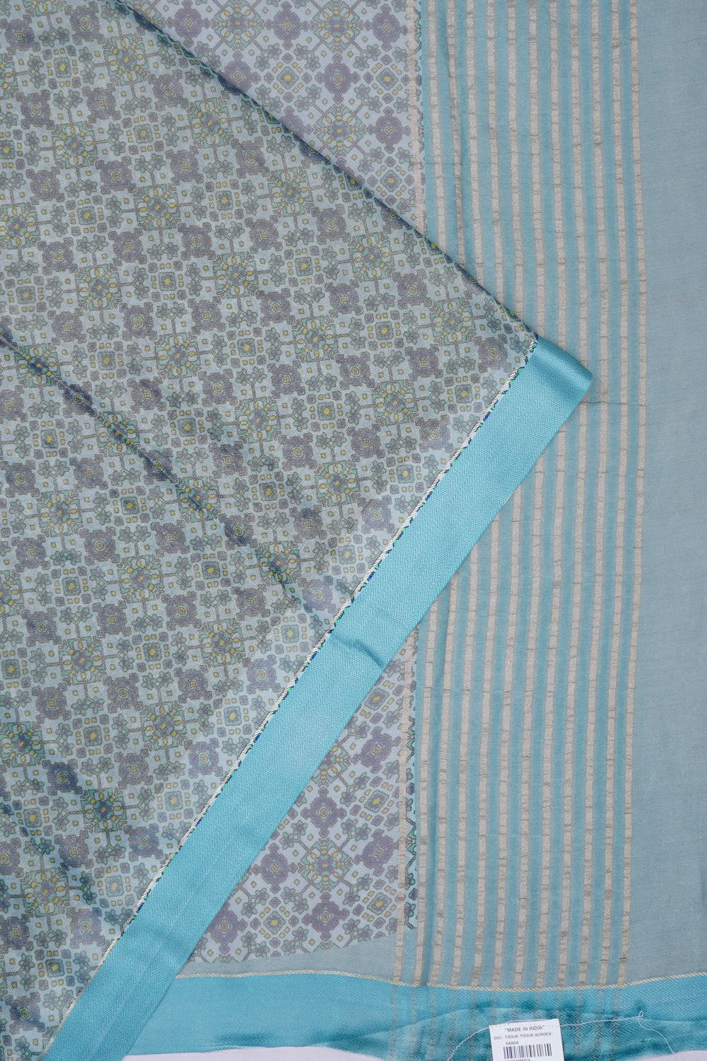 Banarasi Tissue Printed Sky Blue Saree