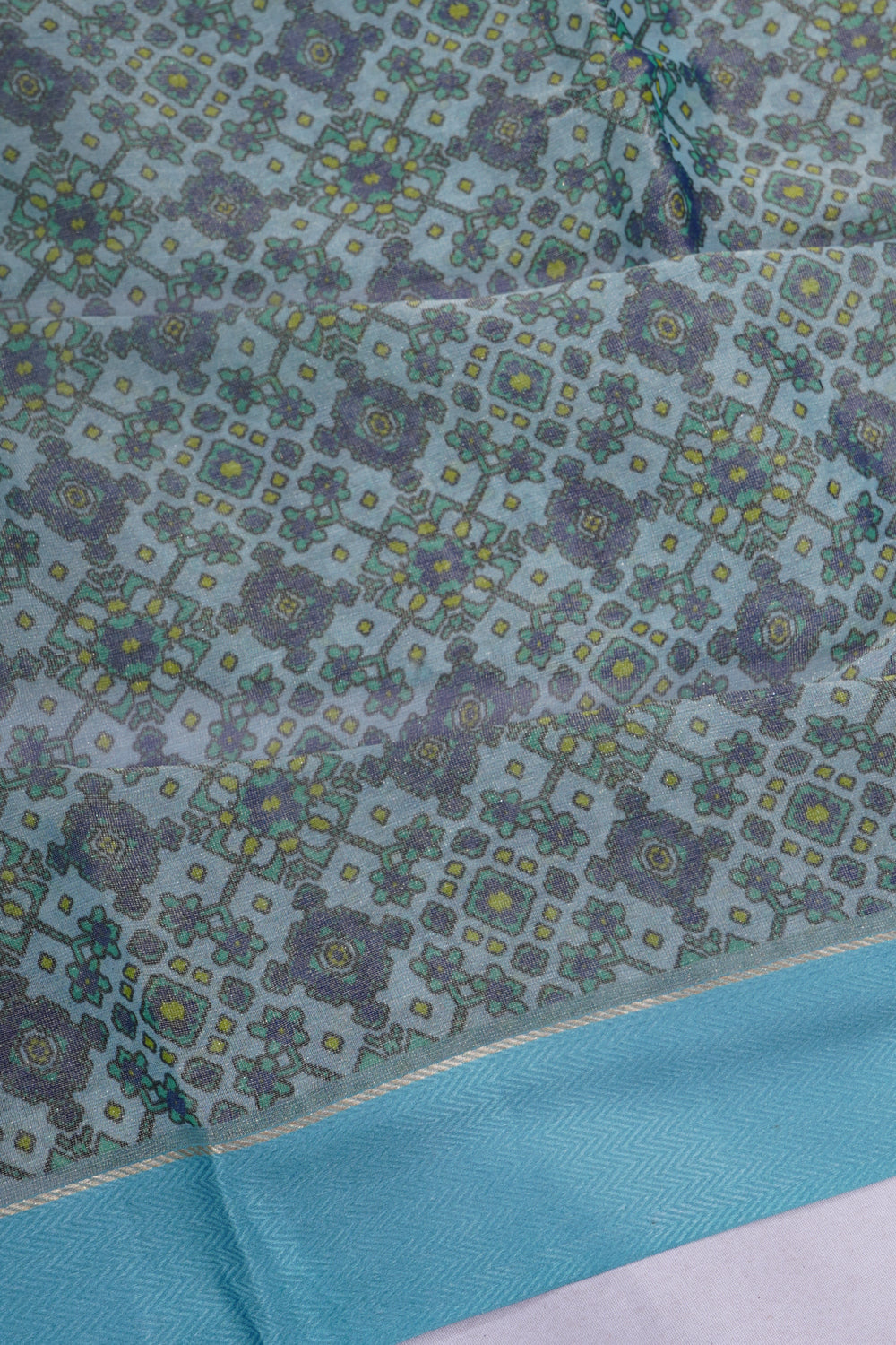 Banarasi Tissue Printed Sky Blue Saree