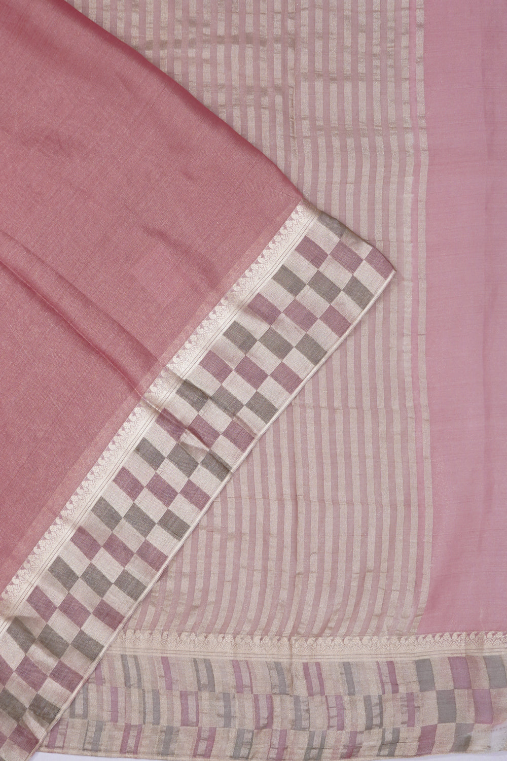 Banarasi Tissue Plain Pink Saree