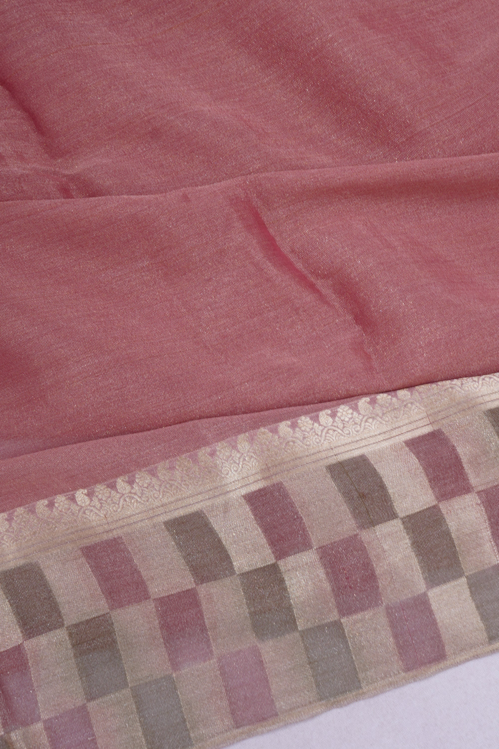 Banarasi Tissue Plain Pink Saree