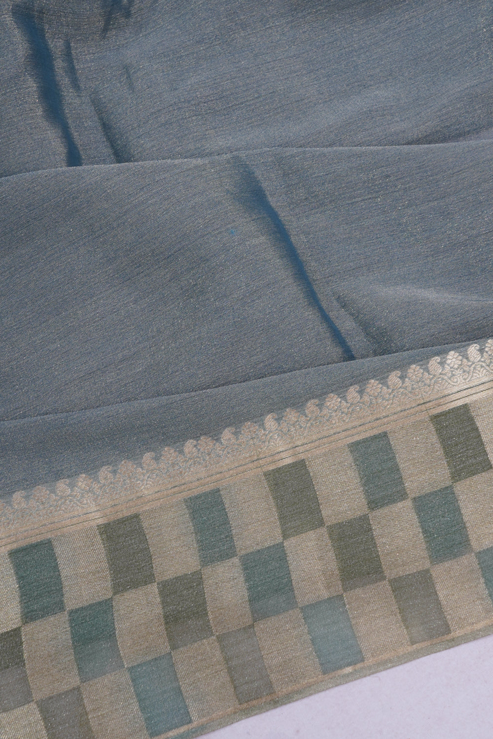 Banarasi Tissue Plain Blue Saree