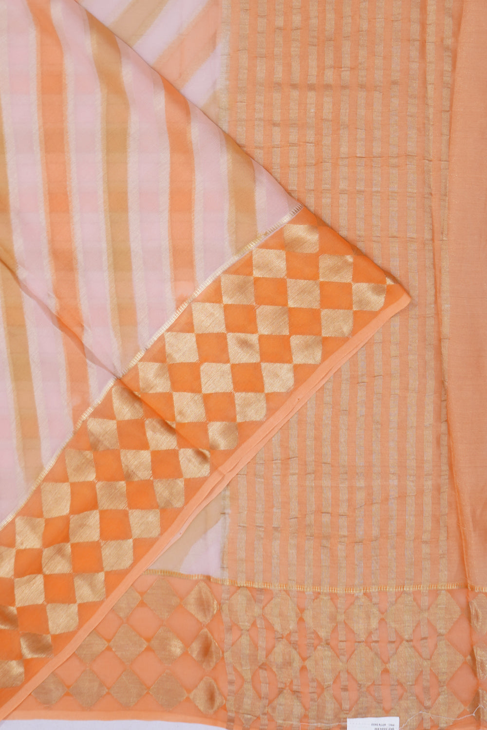 Banarasi Chiffon Diagonal Lines Multicolour Saree