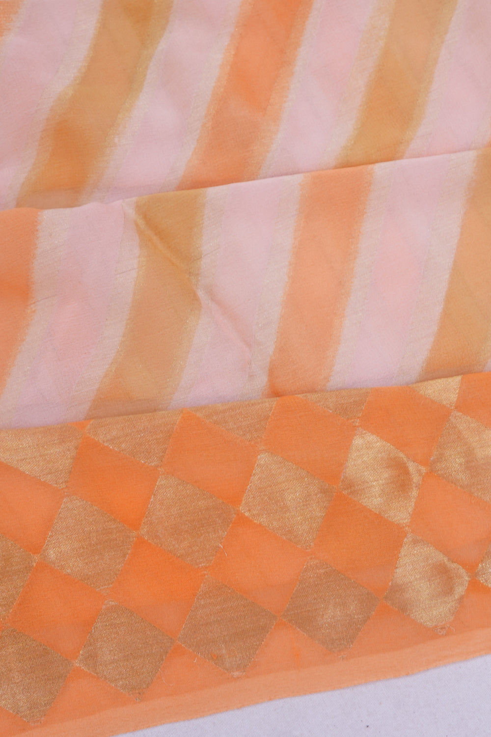 Banarasi Chiffon Diagonal Lines Multicolour Saree