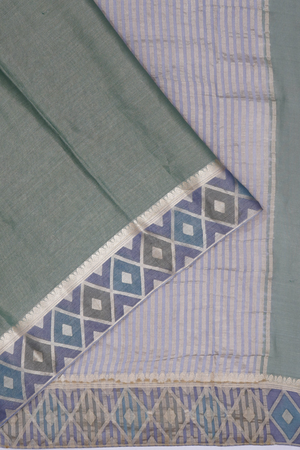 Banarasi Tussar Silk Plain Green Saree