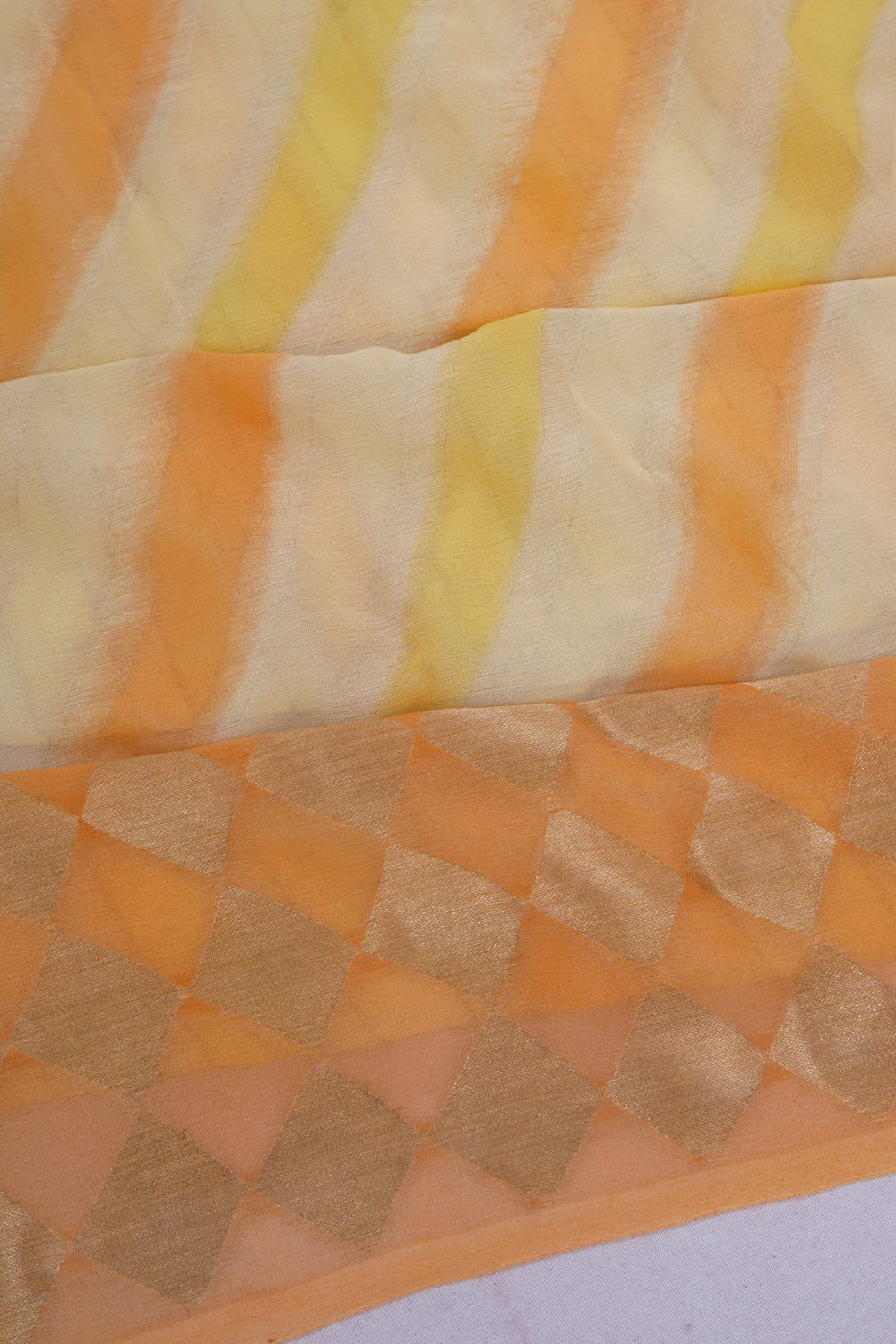 Banarasi Chiffon Diagonal Lines Multicolour Saree