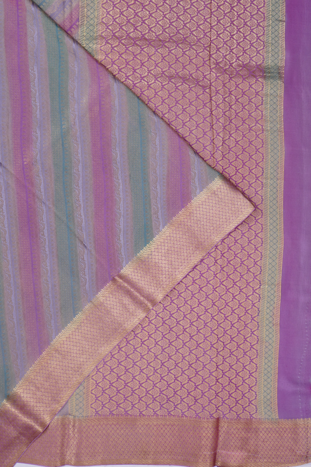 Banarasi Chiffon Diagonal Lines Multicolour Saree