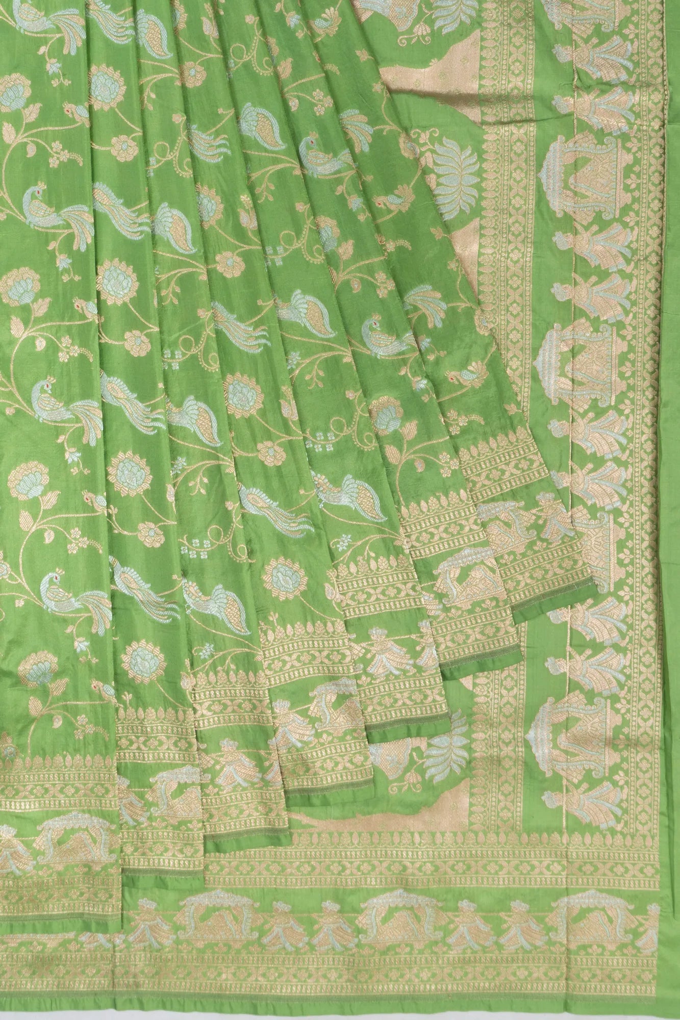 Banarasi Silk Jaal Parrot Green Saree