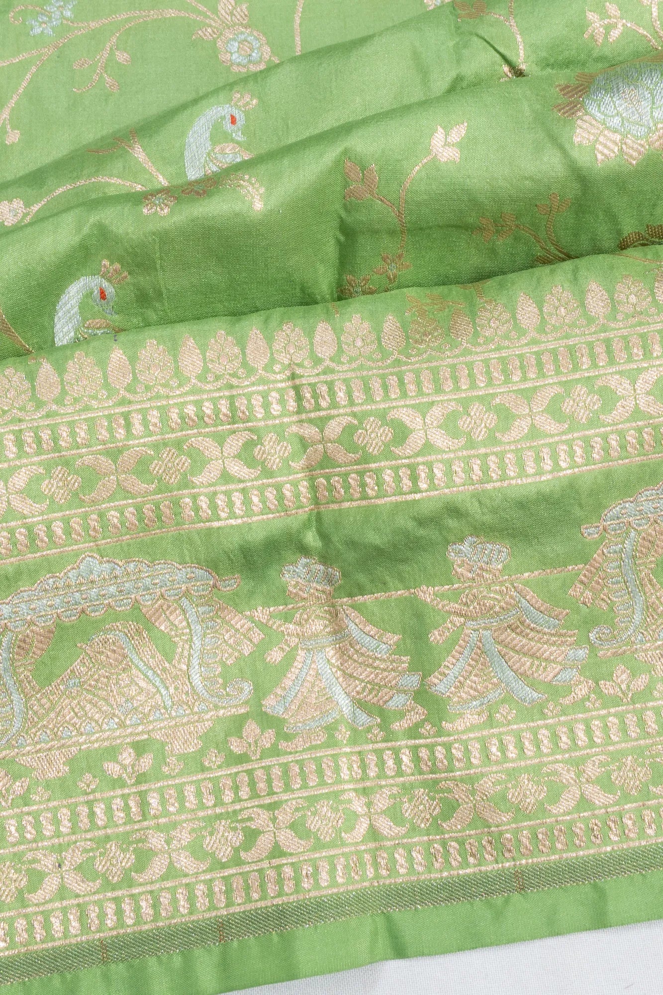 Banarasi Silk Jaal Parrot Green Saree