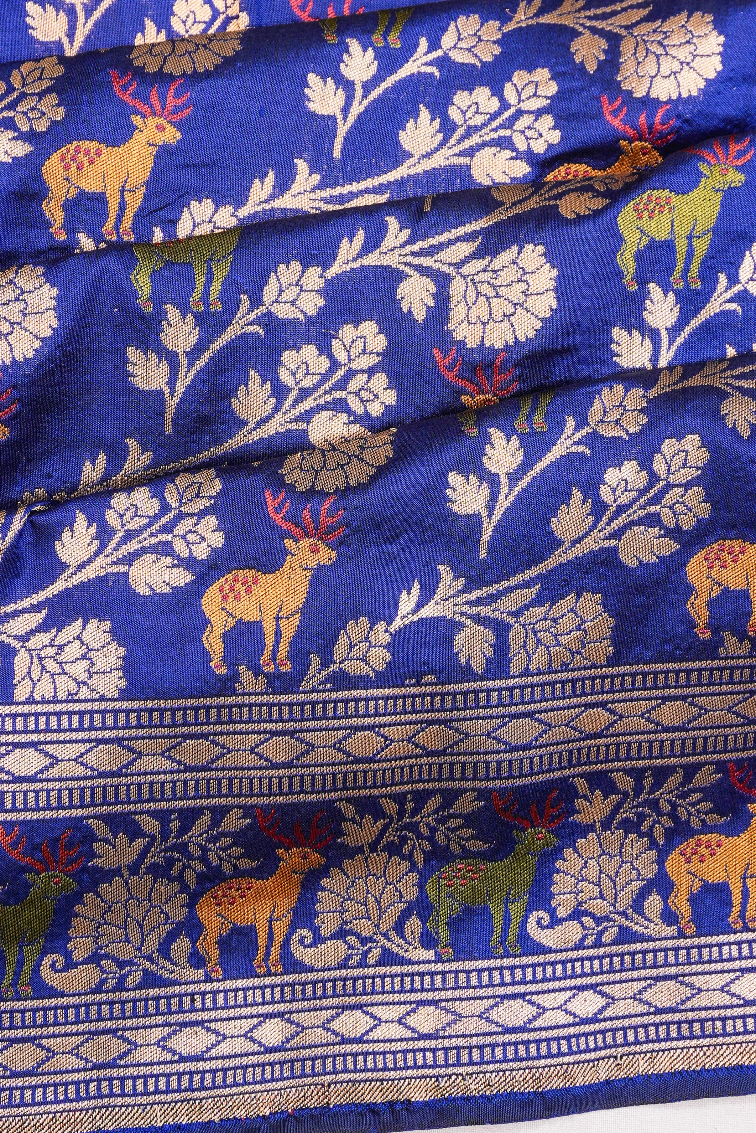 Banarasi Silk Jaal Blue Saree