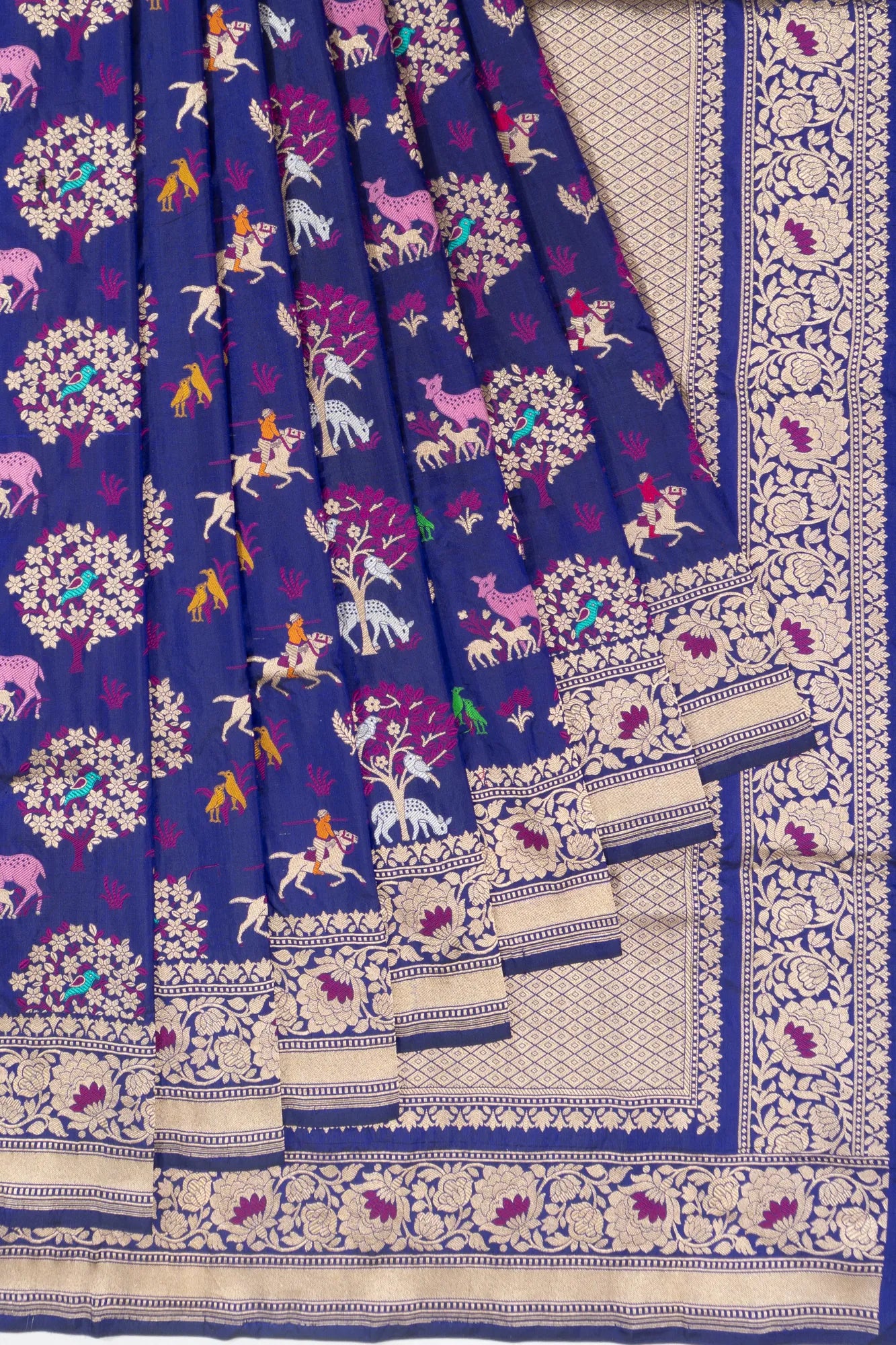 Banarasi Silk Butta Dark Blue Saree