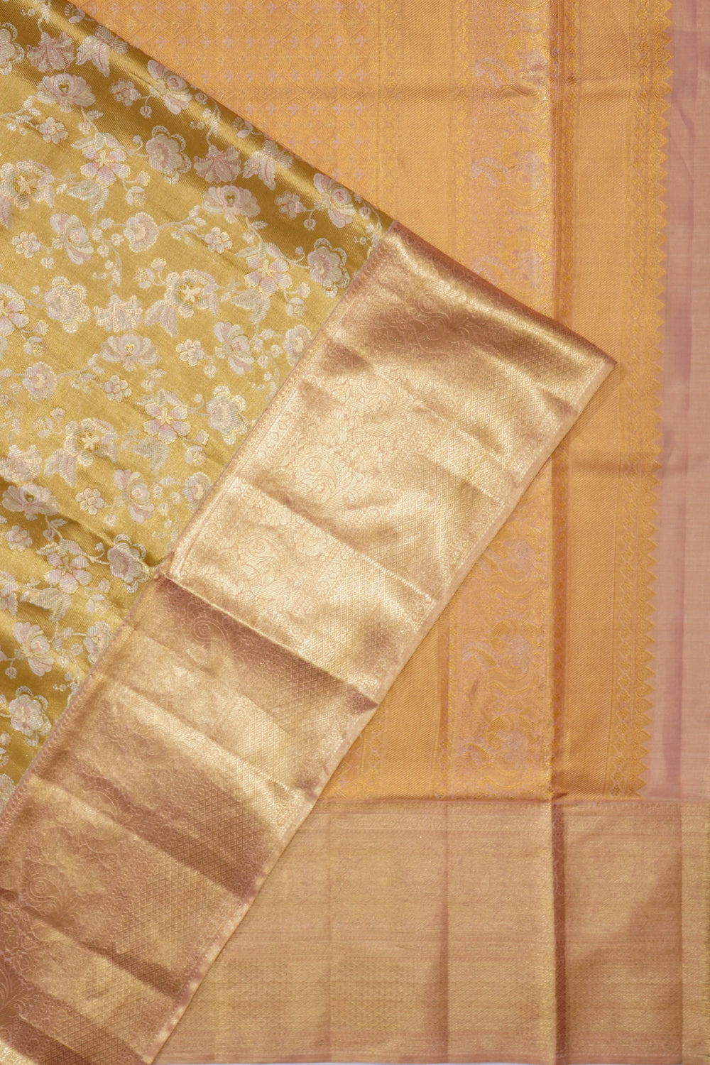 Kanchipuram Silk Tissue Brocade Gold Saree