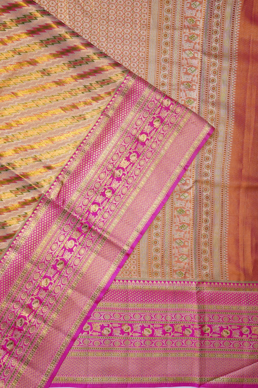 Kanchipuram Silk Tissue Brocade Gold Saree