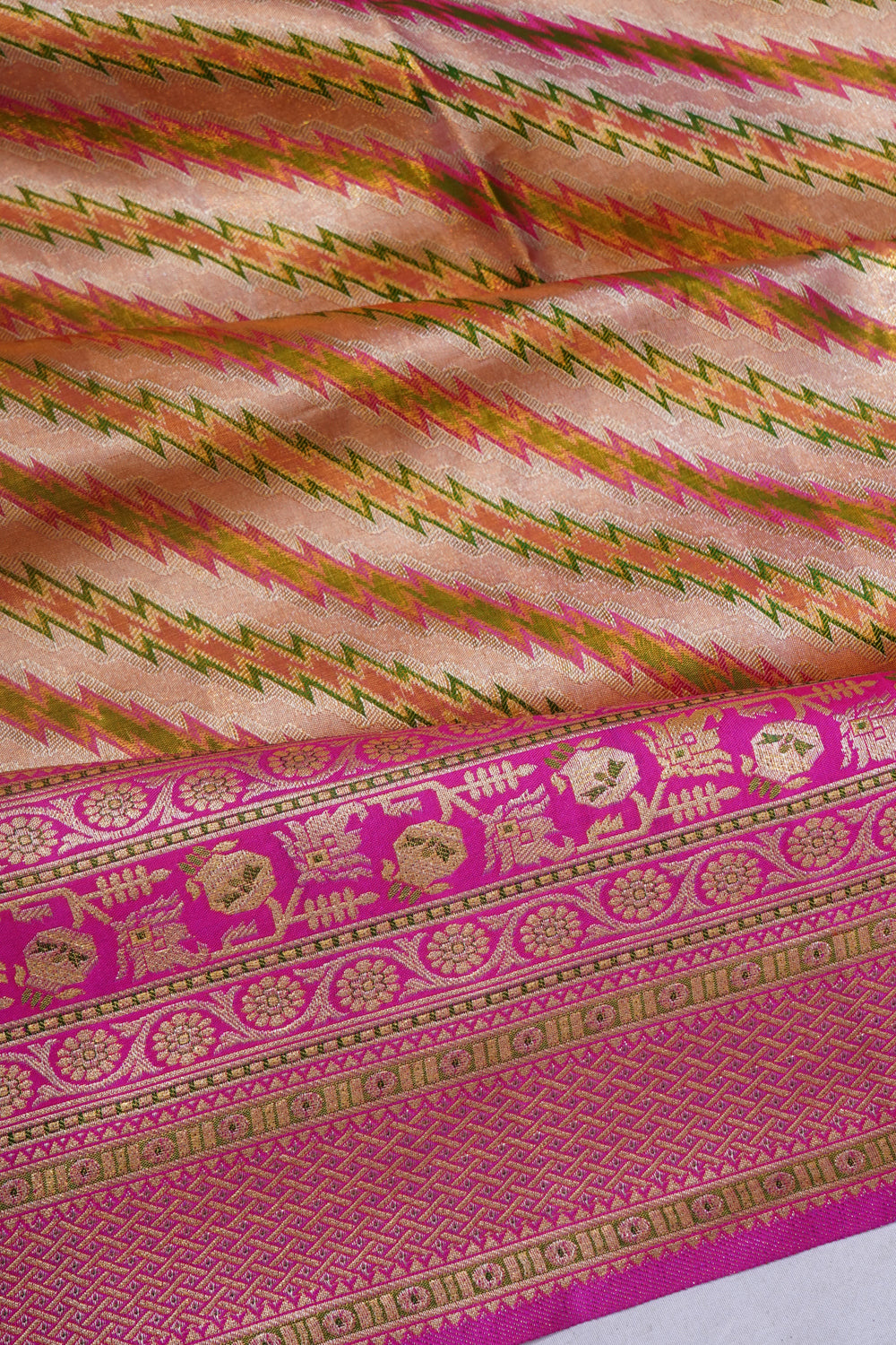 Kanchipuram Silk Tissue Brocade Gold Saree