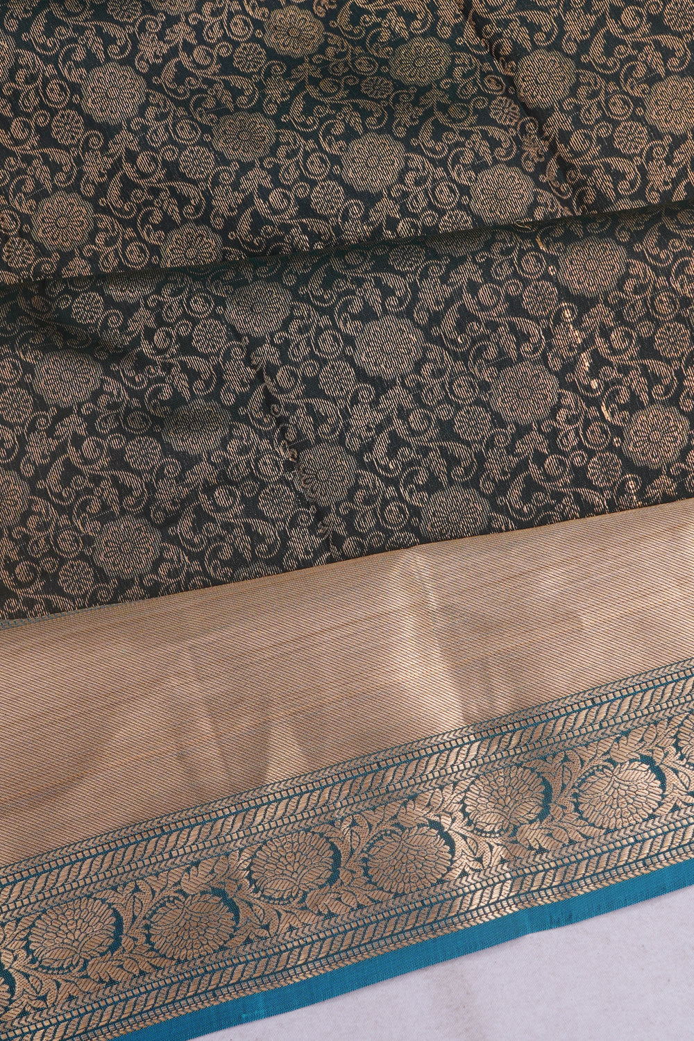 Taranga Kanchi Silk Brocade Black Saree