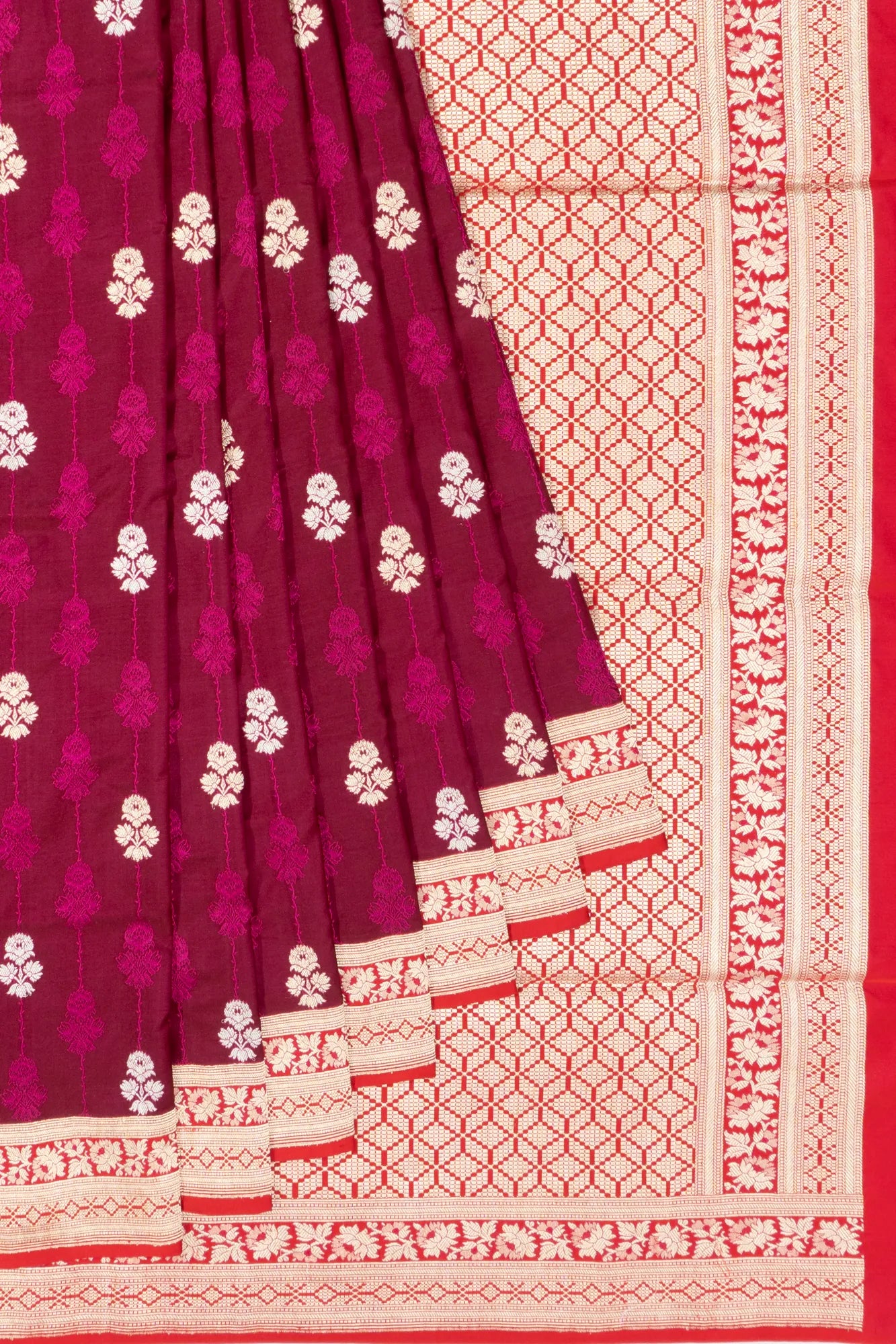Banarasi Satin Jacquard And Butta Maroon Saree
