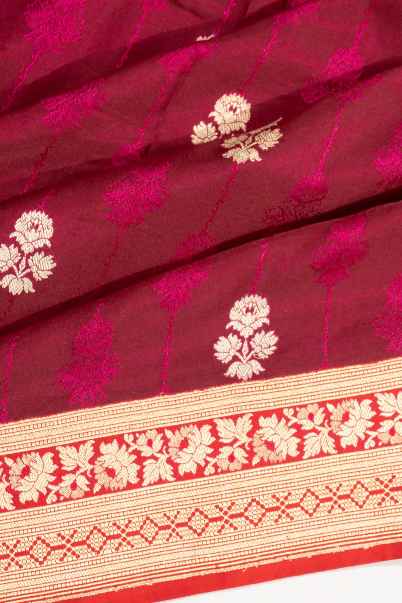 Banarasi Satin Jacquard And Butta Maroon Saree