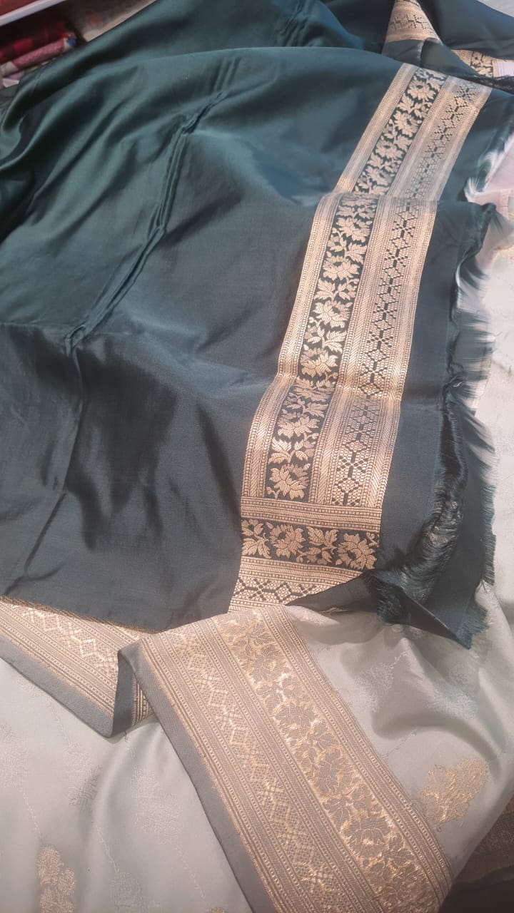 Banarasi Satin Brocade Powder Blue Saree