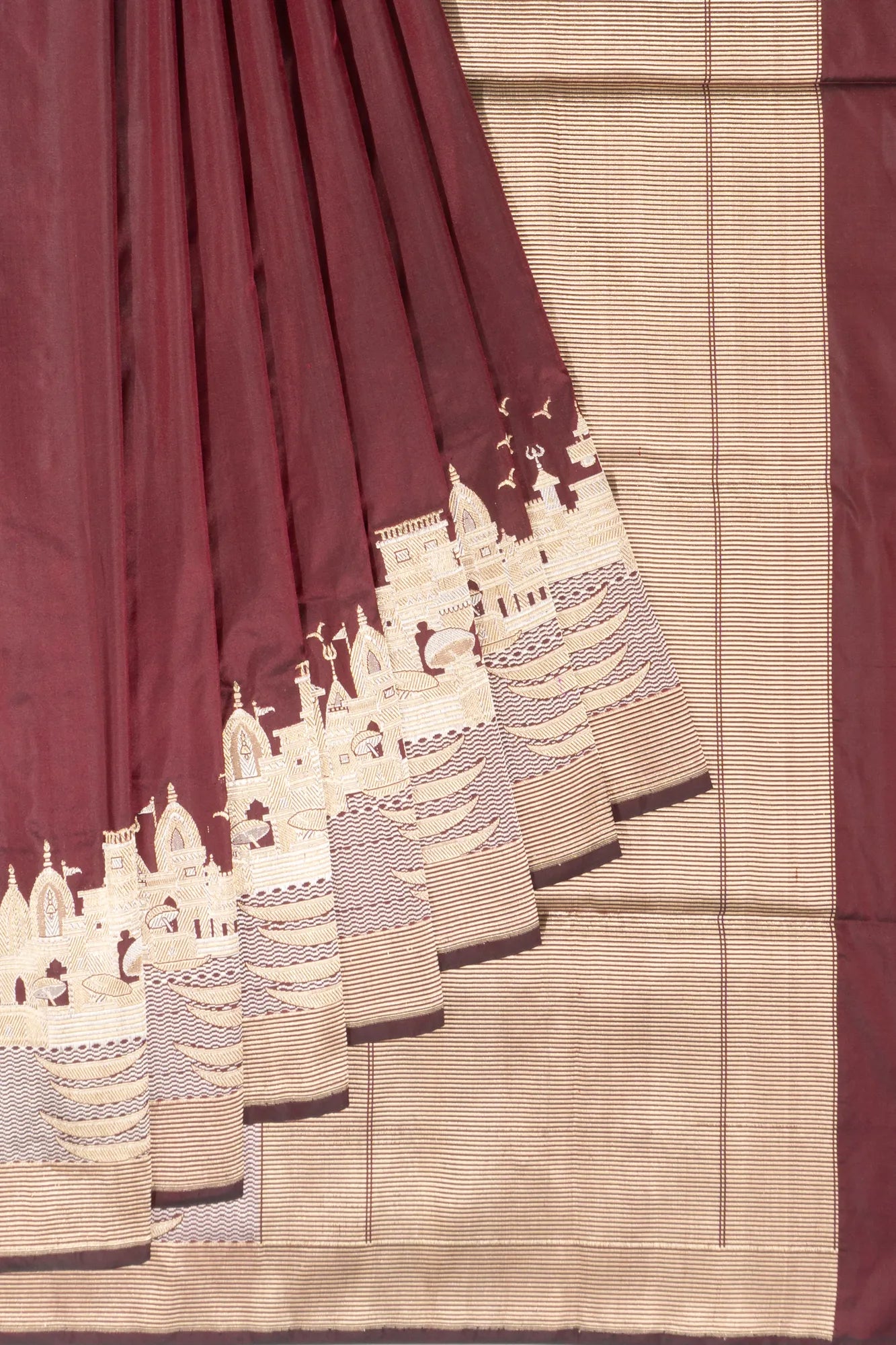 Banarasi Silk Plain Maroon Saree