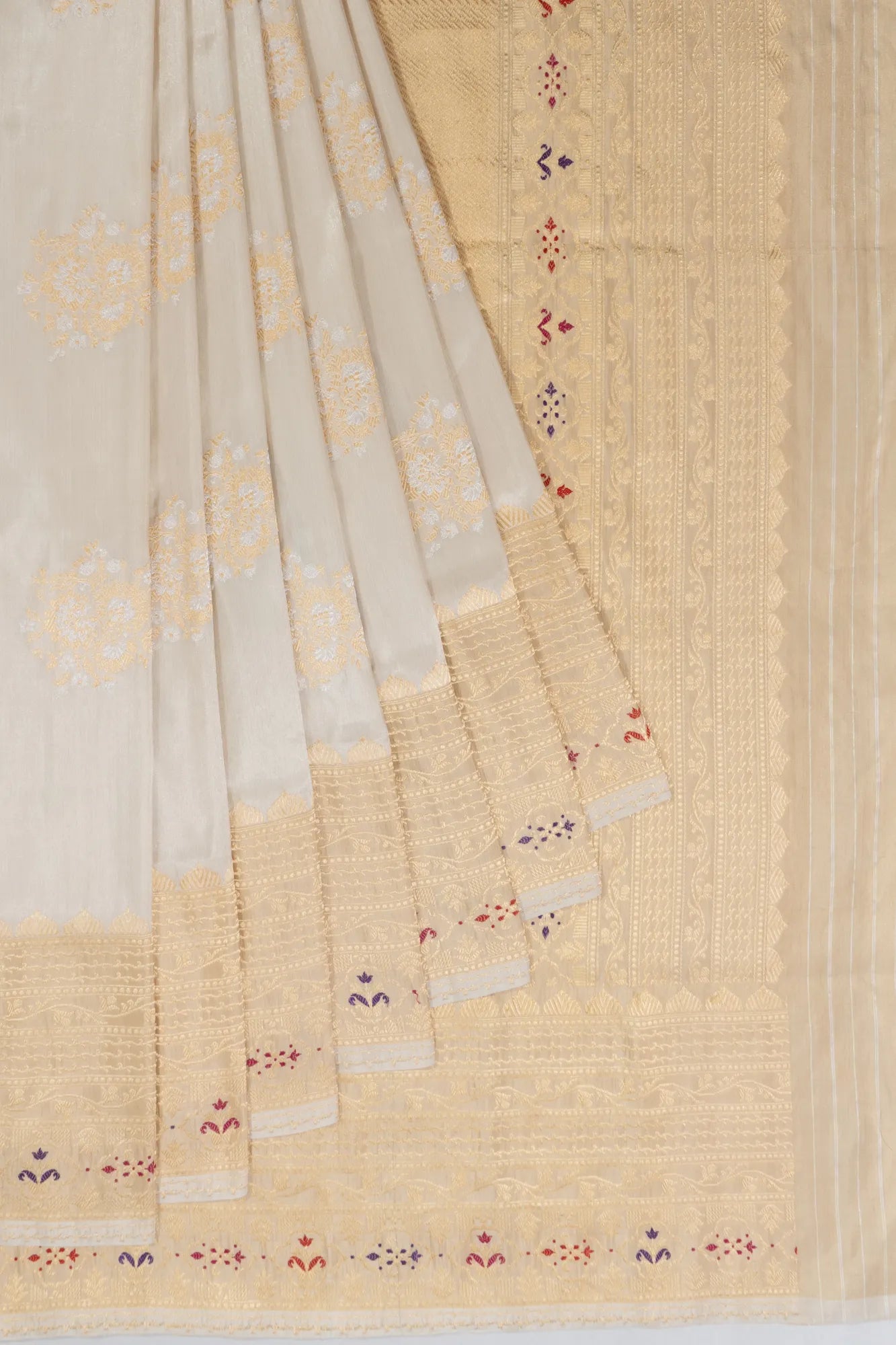 Banarasi Silk Butta Off White Saree