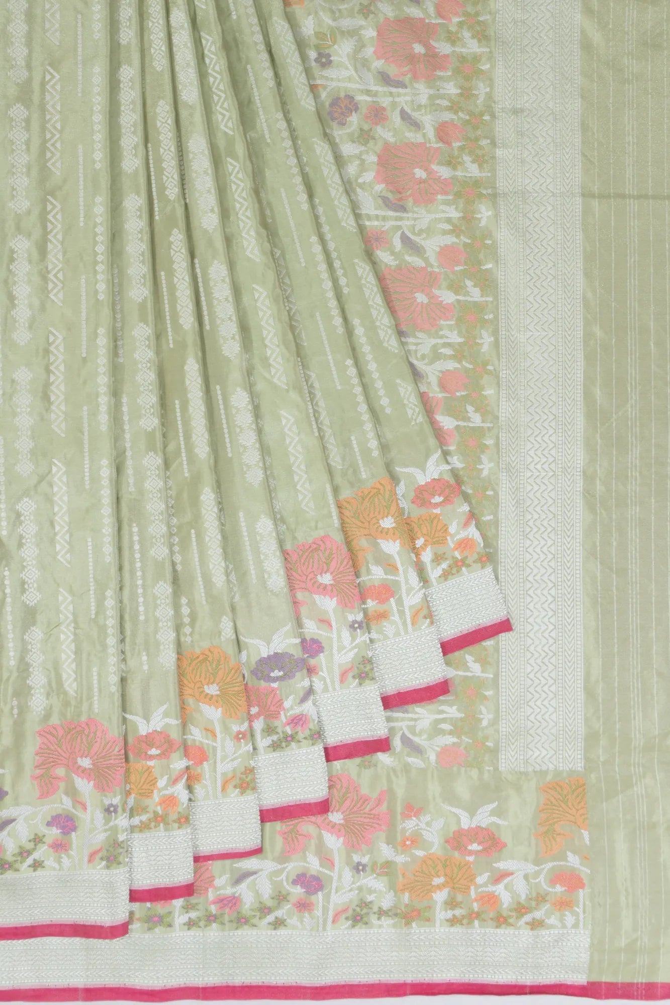 Banarasi Silk Brocade Pista Green Saree