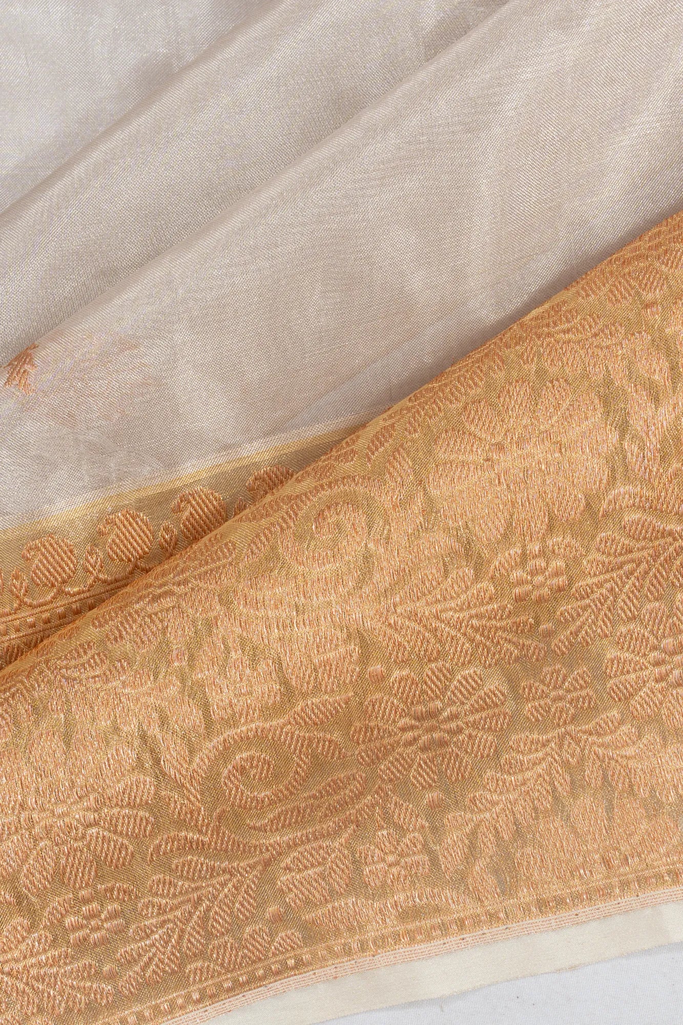 Banarasi Kora Organza Tissue Butta Silver Saree