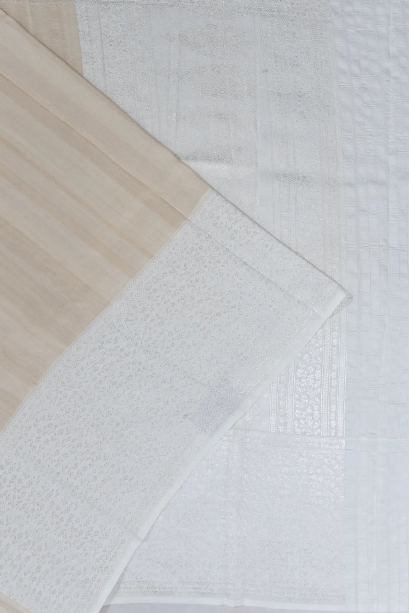 Banarasi Tussar Plain Beige Saree