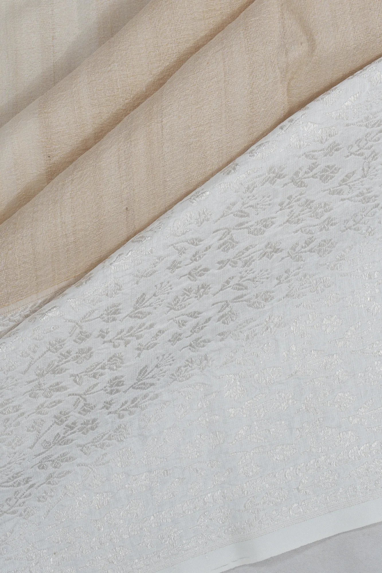 Banarasi Tussar Plain Beige Saree