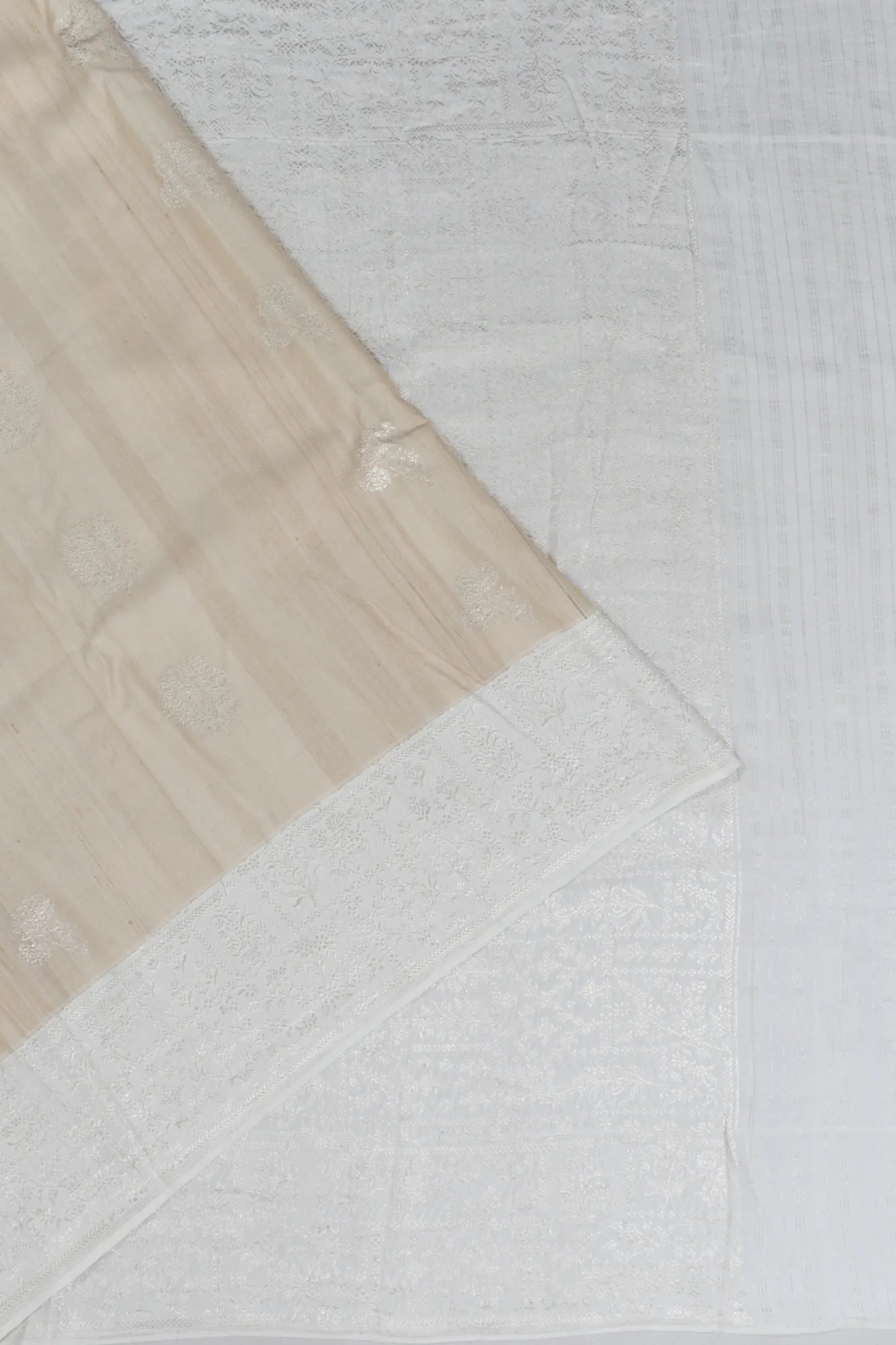 Banarasi Tussar Butta Beige Saree