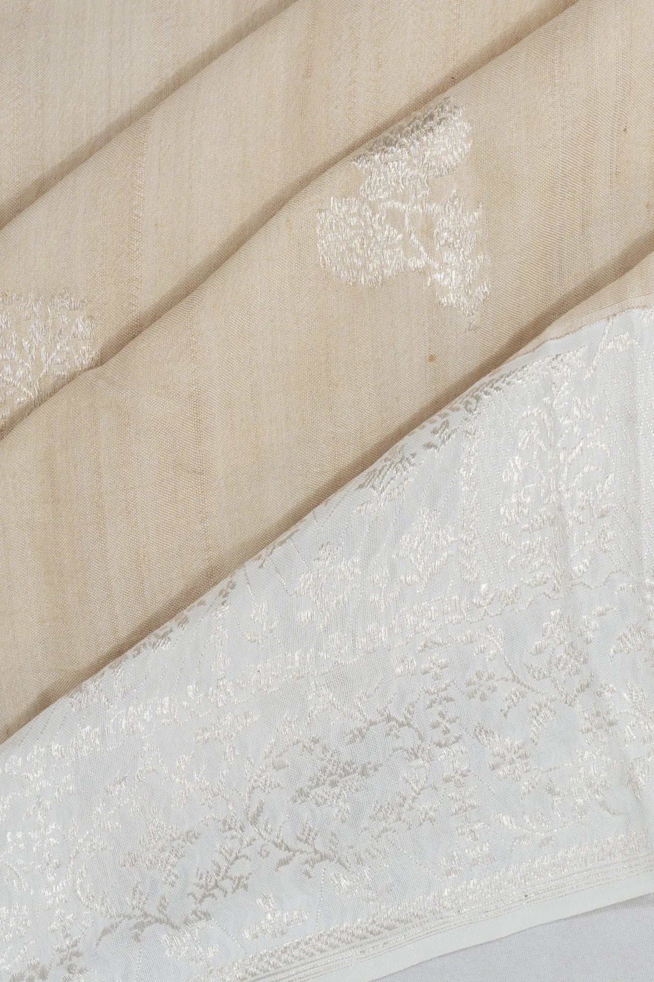 Banarasi Tussar Butta Beige Saree