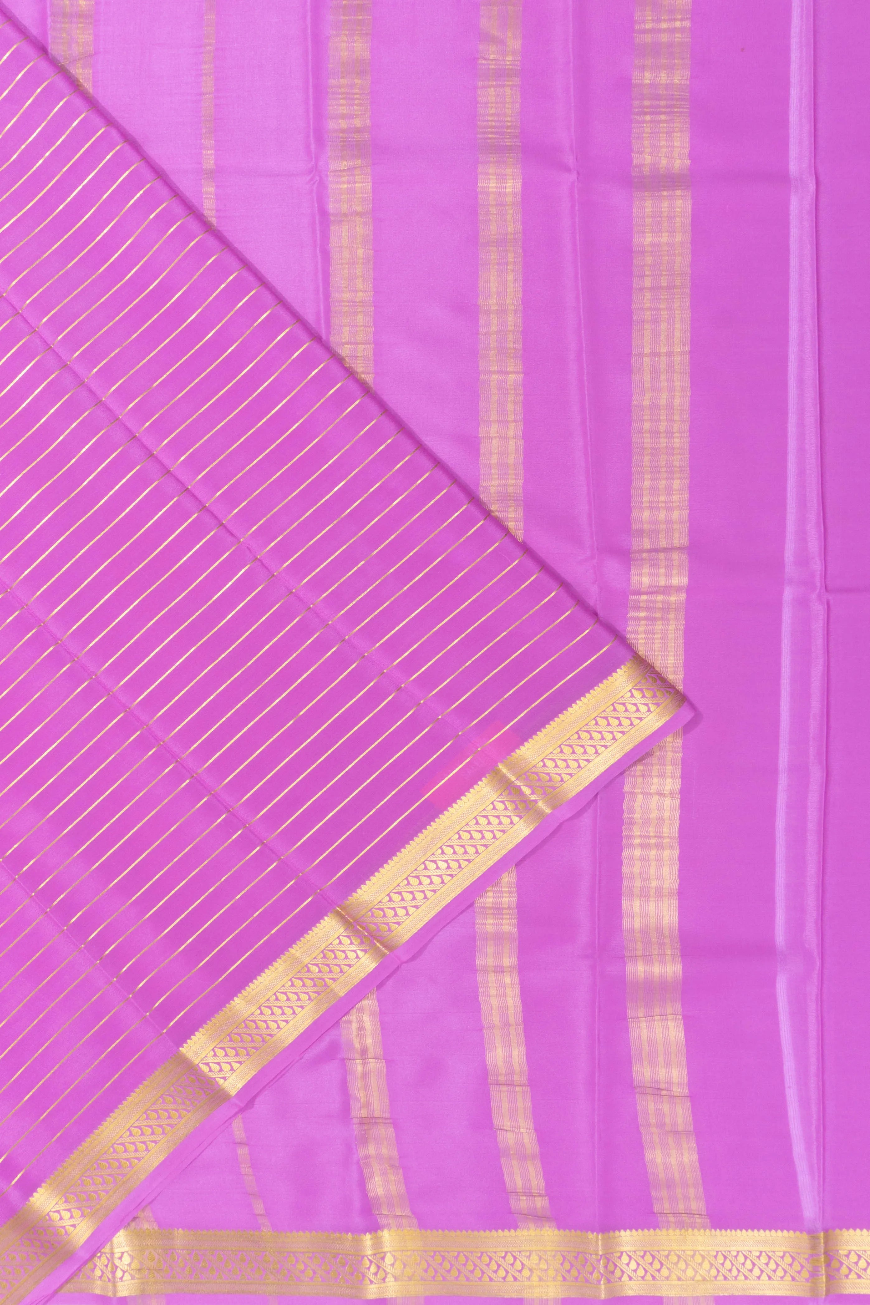 Mysore Silk Horizontal Lines Violet Saree