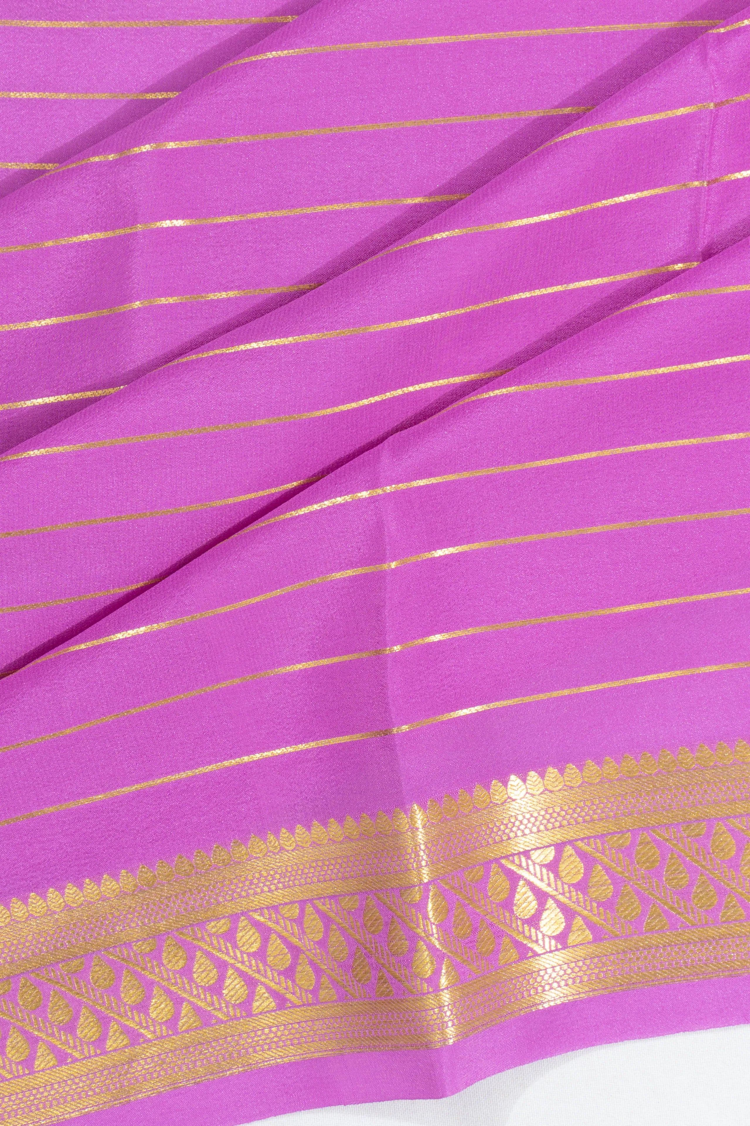 Mysore Silk Horizontal Lines Violet Saree