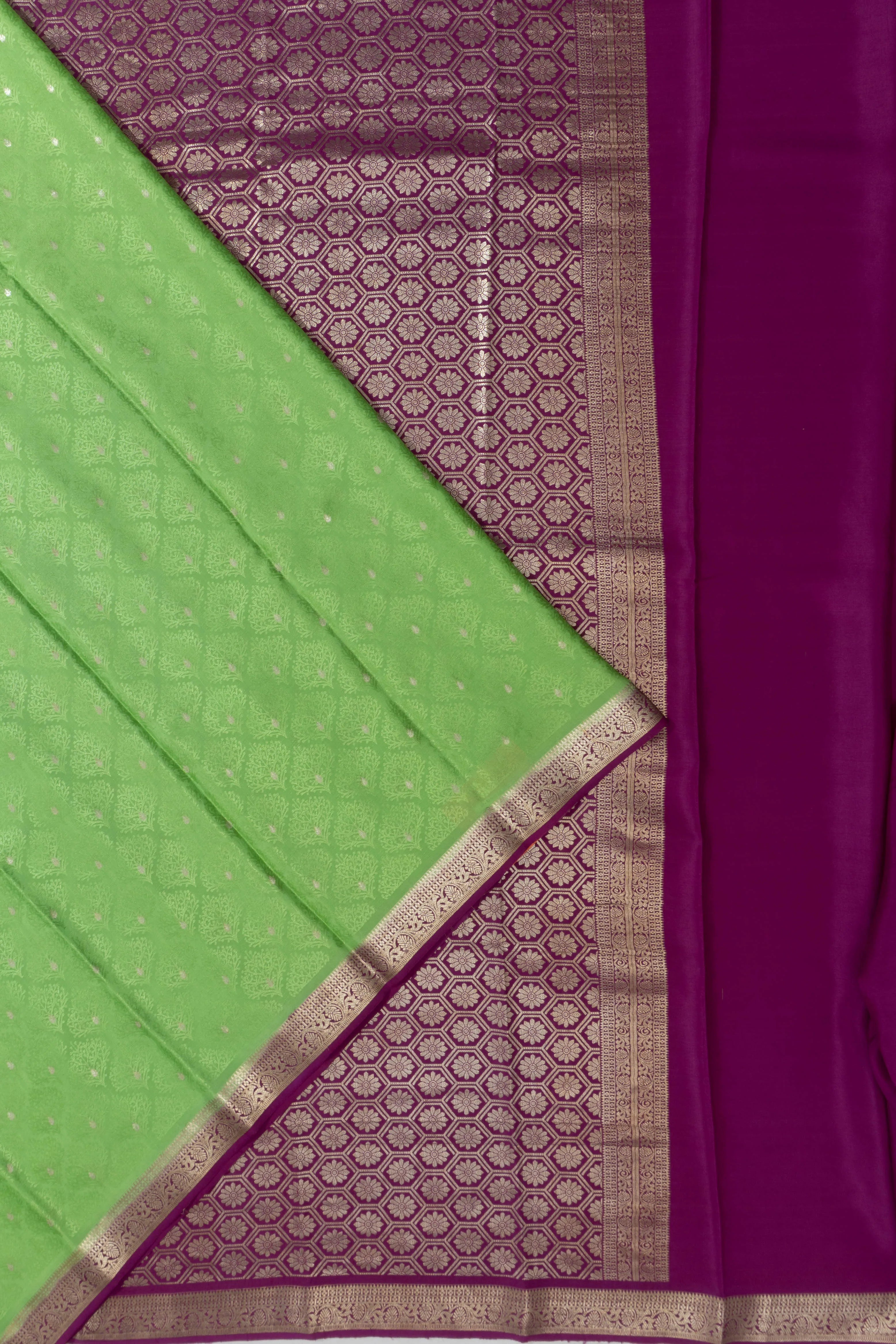 Mysore Silk Jacquard And Butta Green Saree