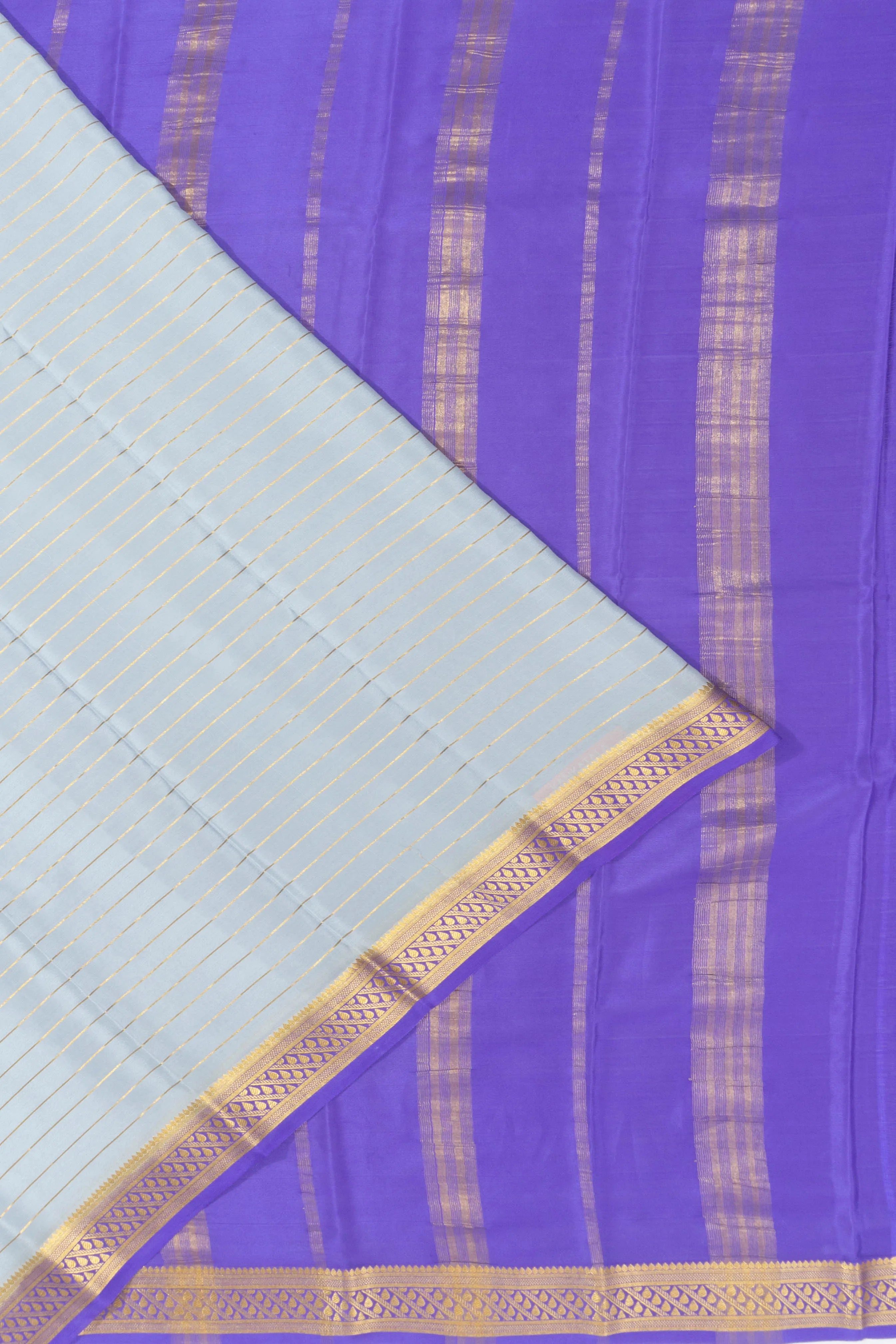 Mysore Silk Horizontal Lines Sky Blue Saree