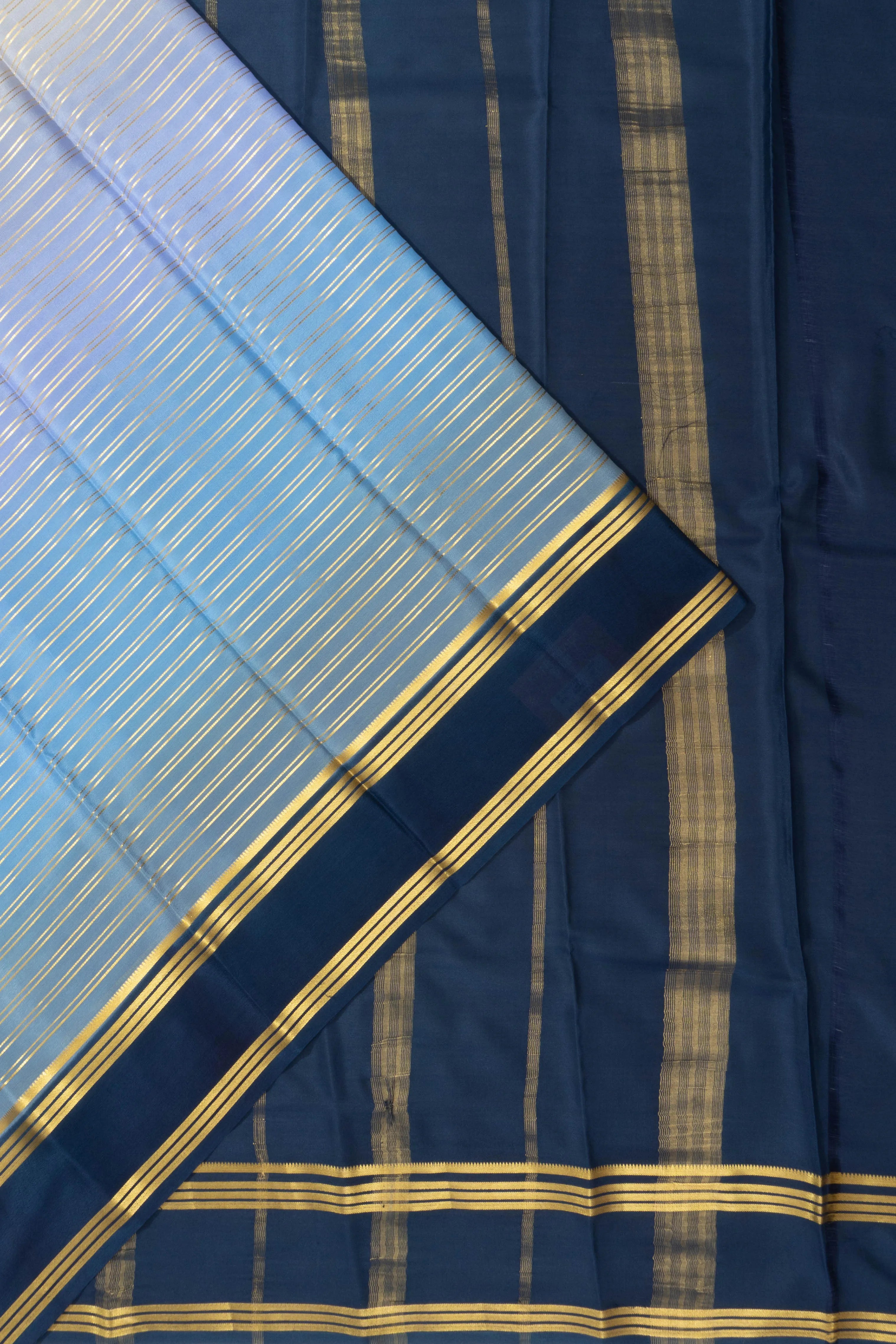 Mysore Silk Horizontal Lines Multicolour Saree