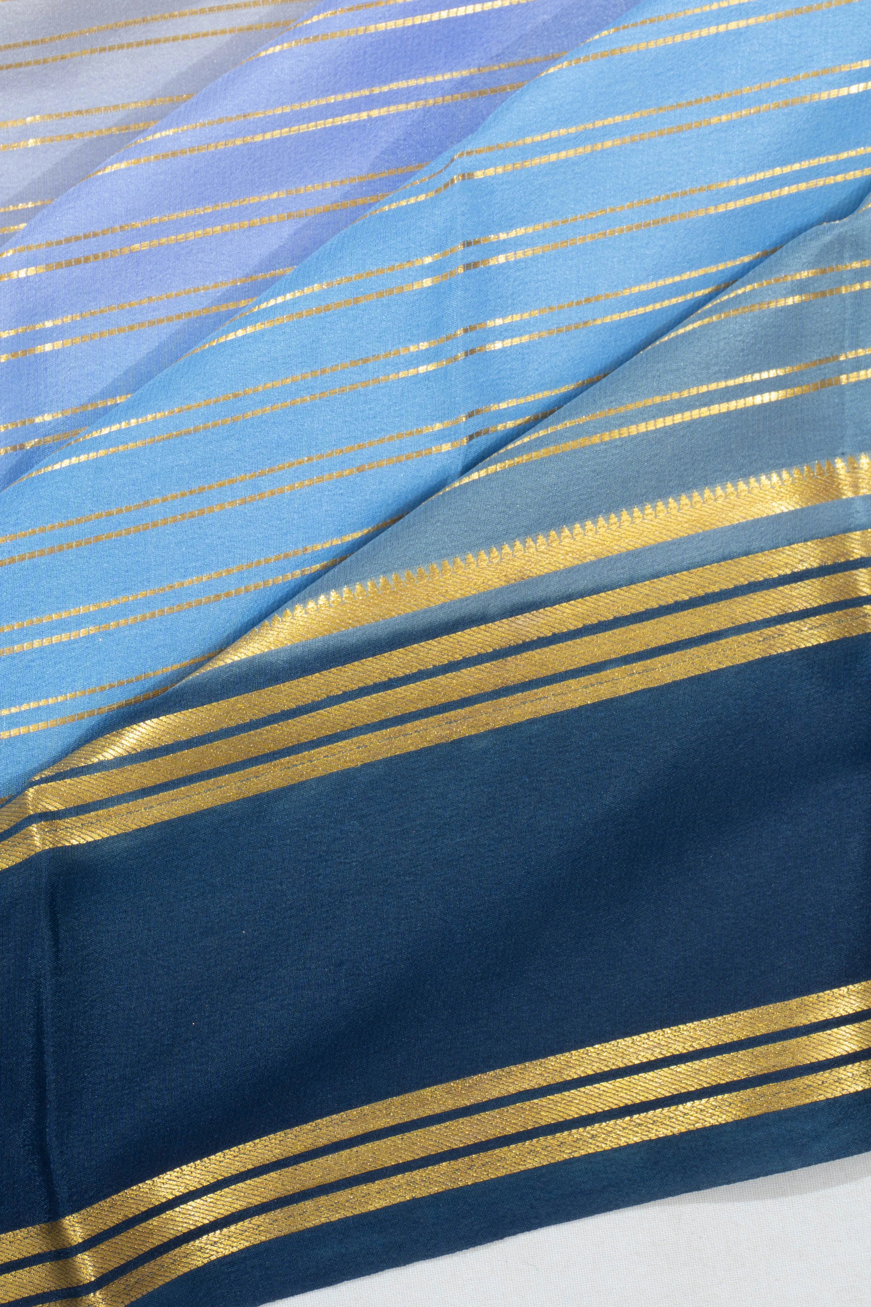 Mysore Silk Horizontal Lines Multicolour Saree