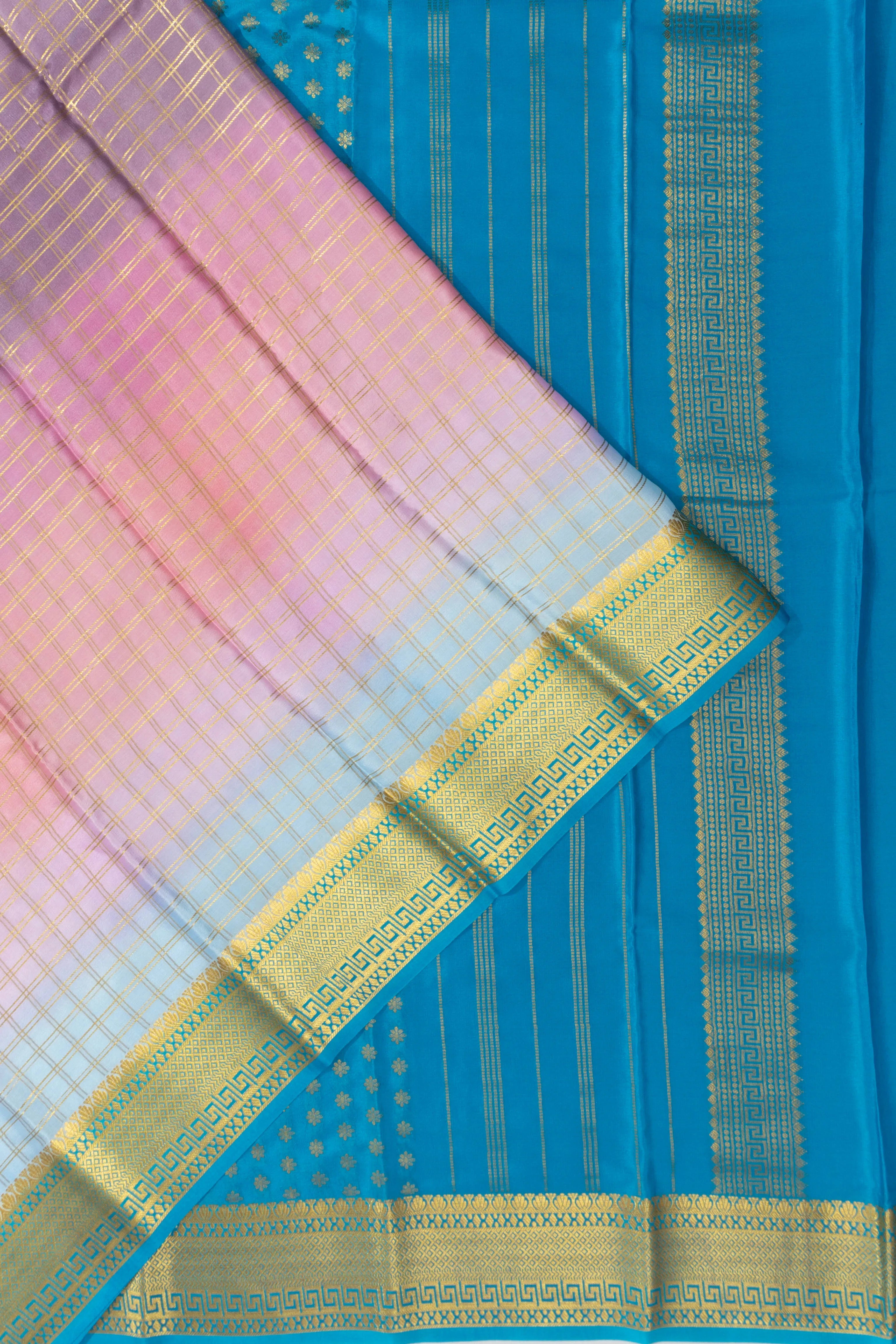 Mysore Silk Checks Multicolour Saree
