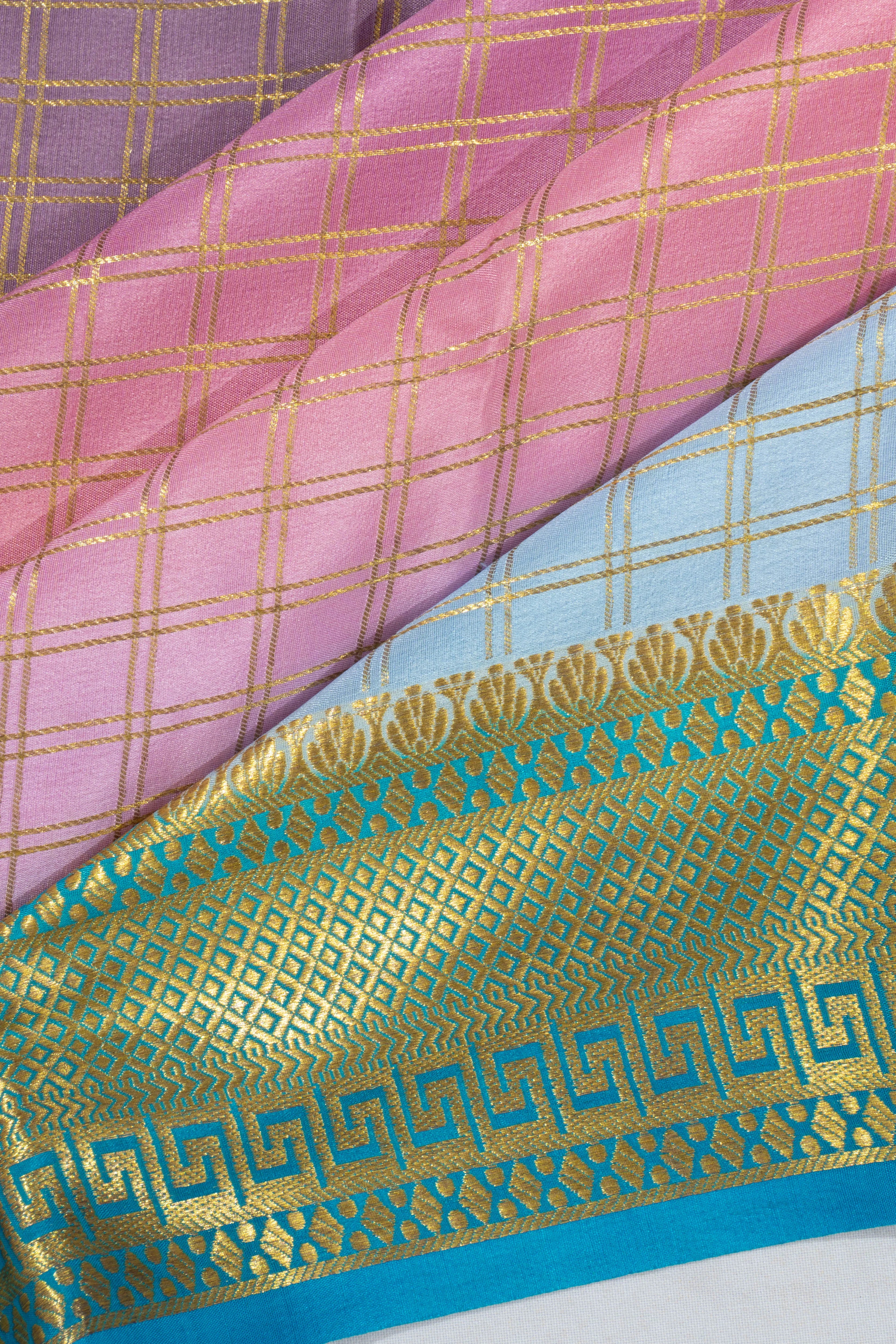 Mysore Silk Checks Multicolour Saree