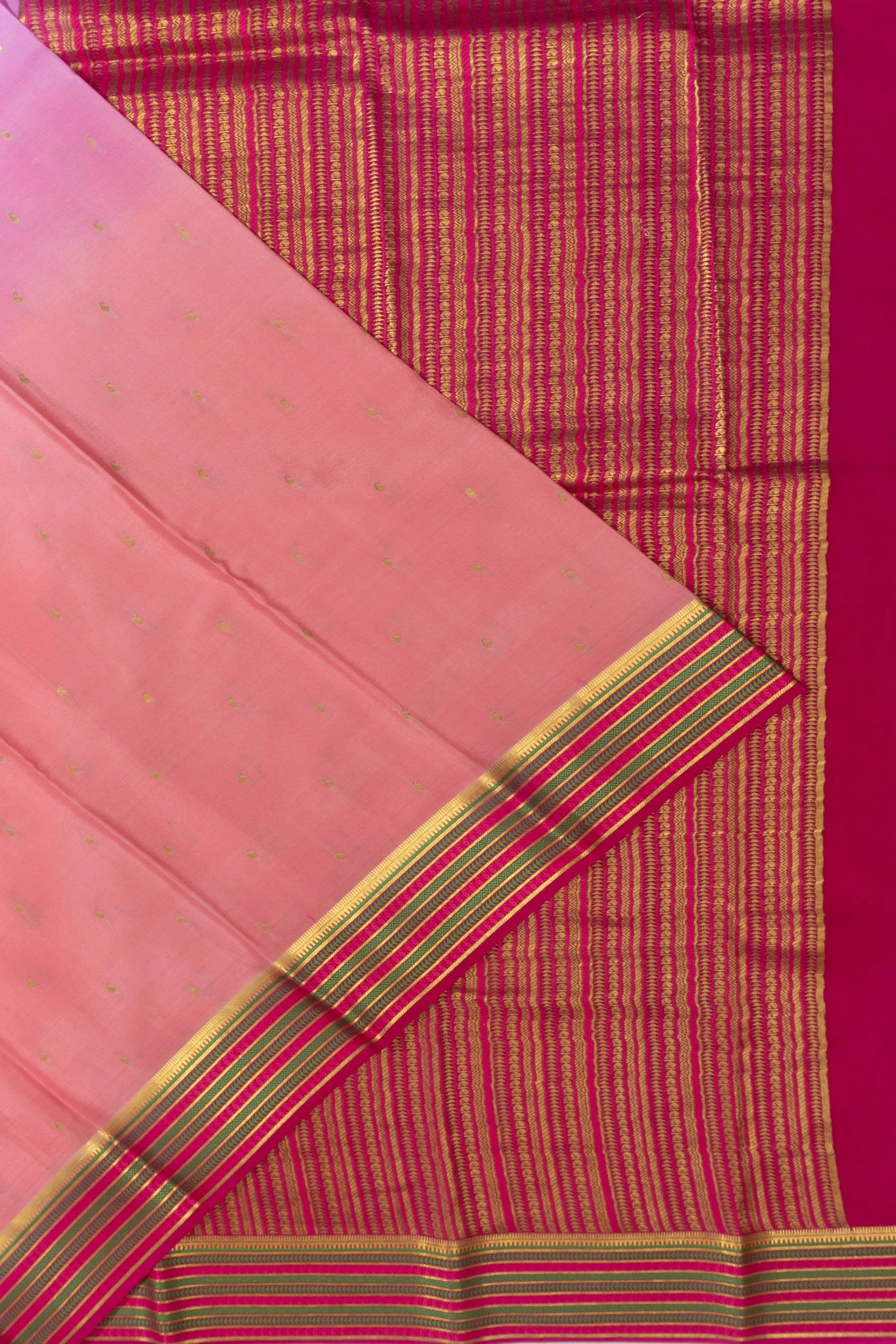 Mysore Silk Butta Pink And Lavender Saree