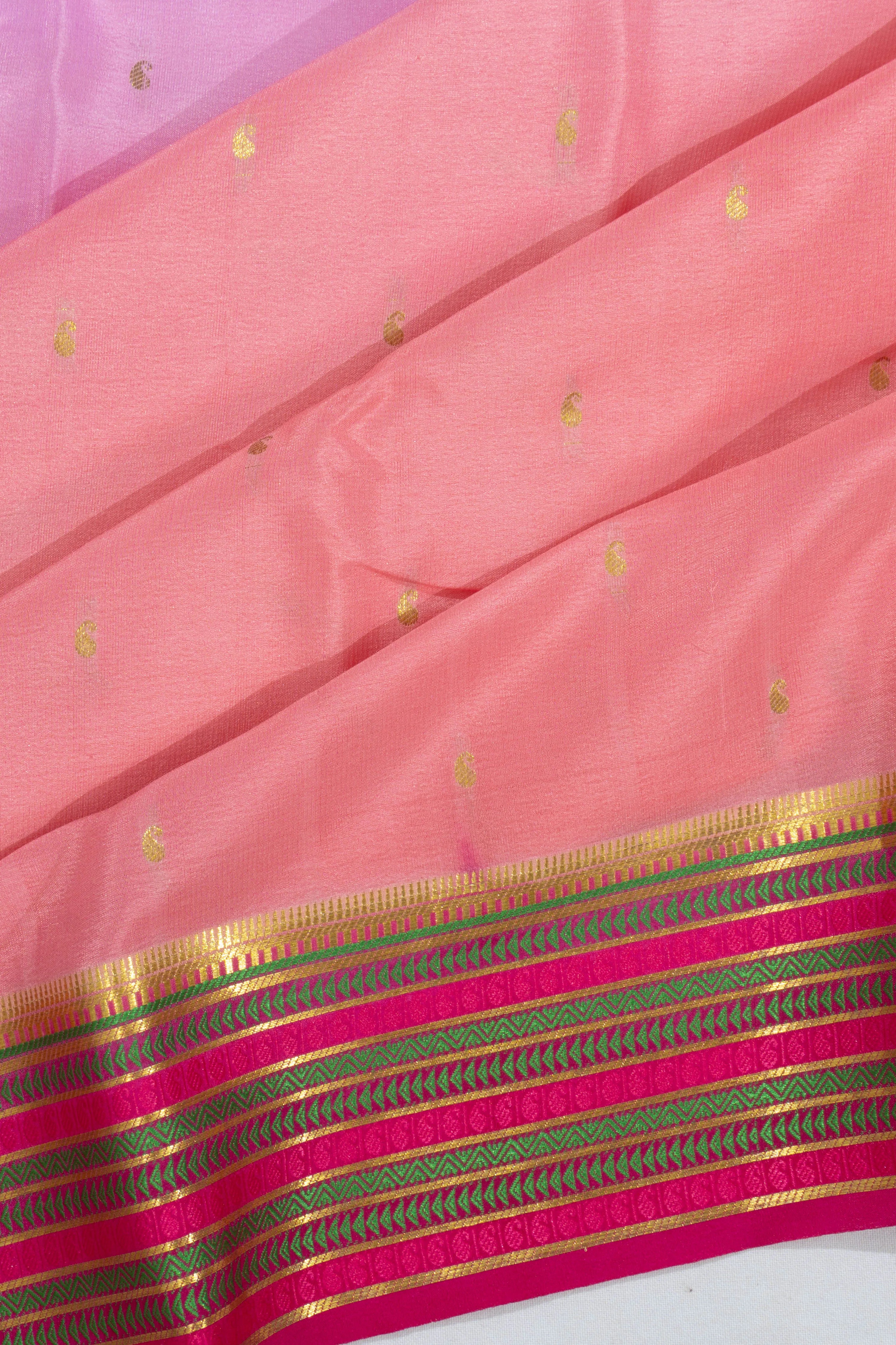 Mysore Silk Butta Pink And Lavender Saree