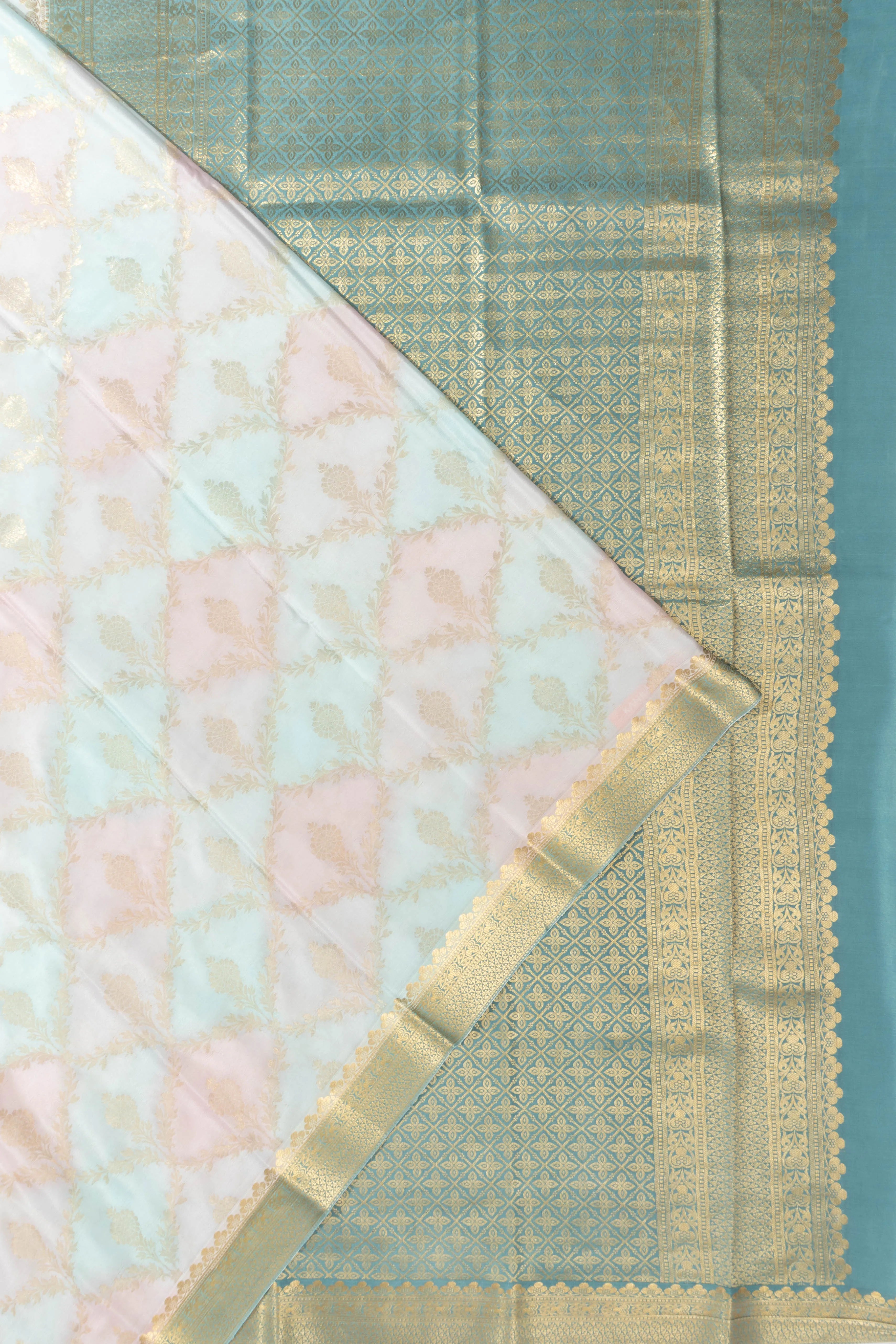 Mysore Silk Butta And Jaal Multicolour Saree