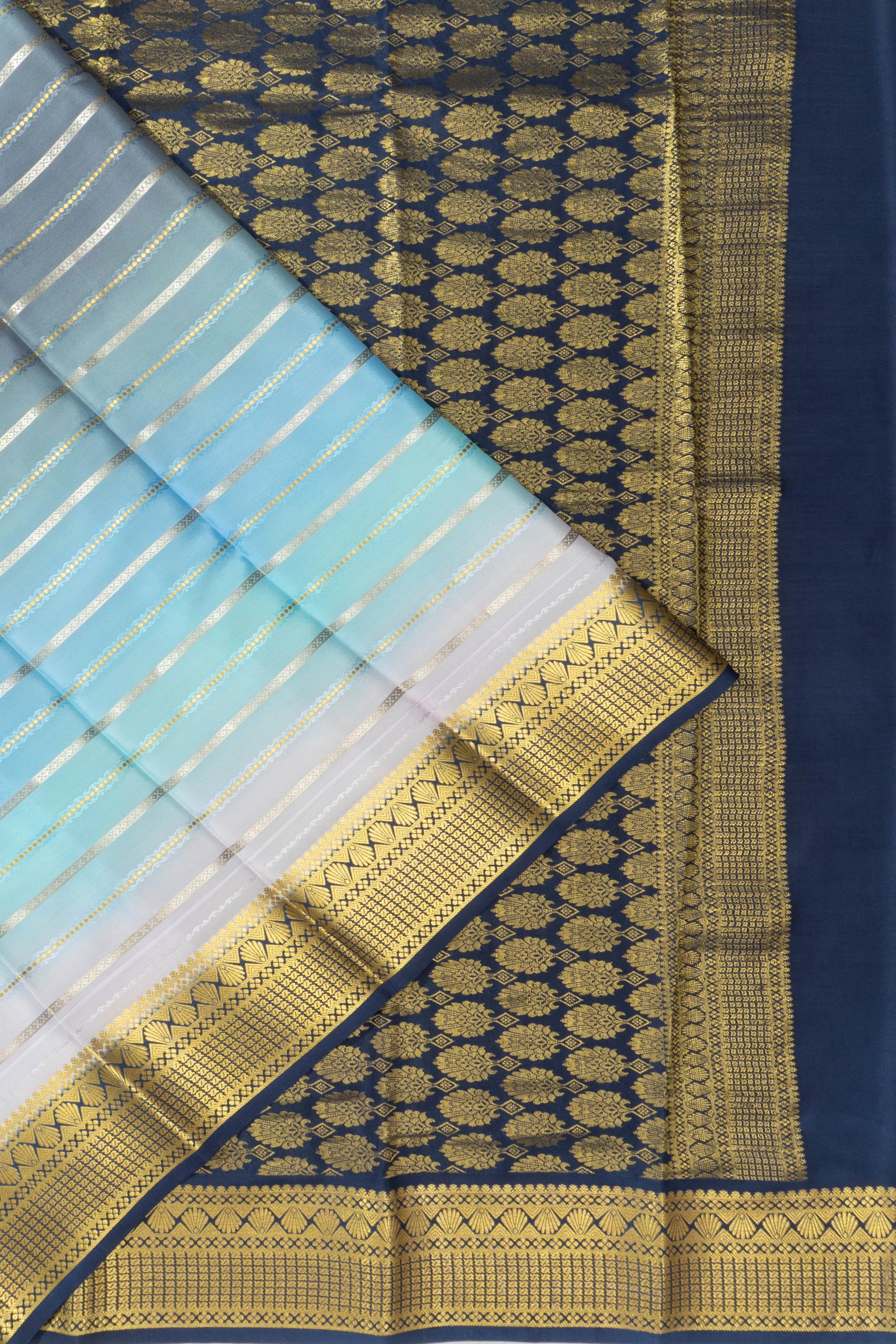 Mysore Silk Horizontal Lines Multicolour Saree