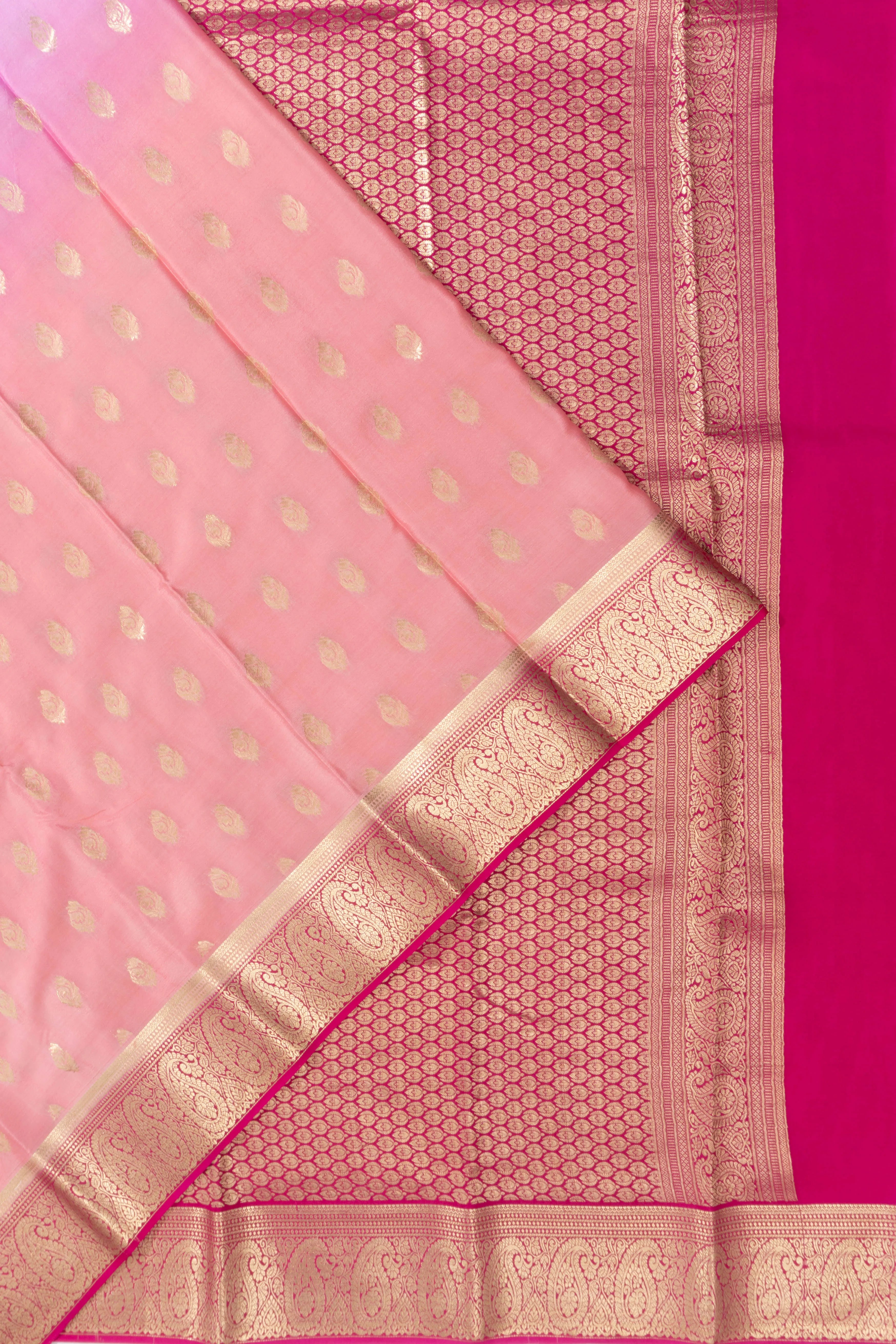 Mysore Silk Butta Dual Shade Pink And Lavender Saree