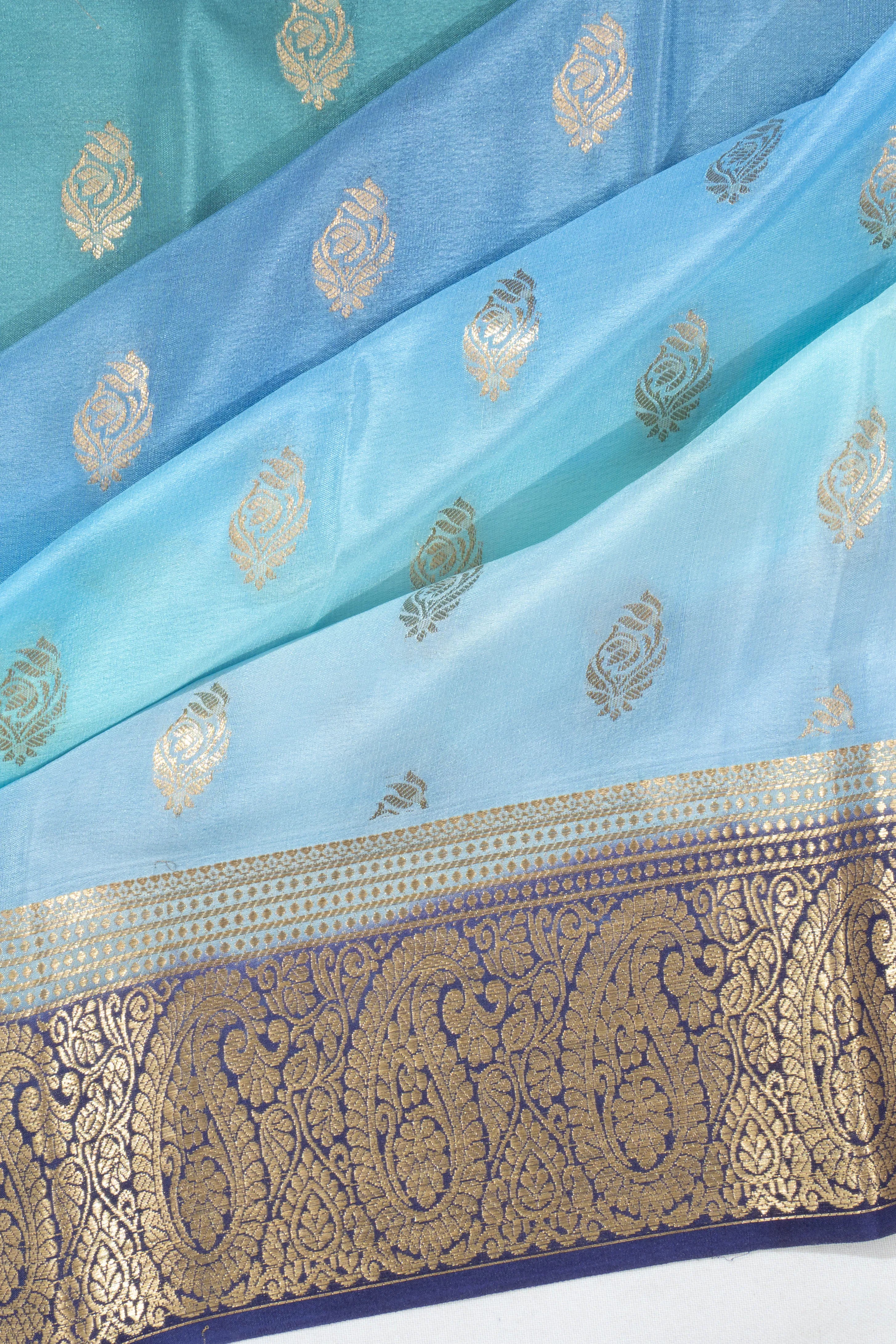 Mysore Silk Butta Multicolour Blue Saree