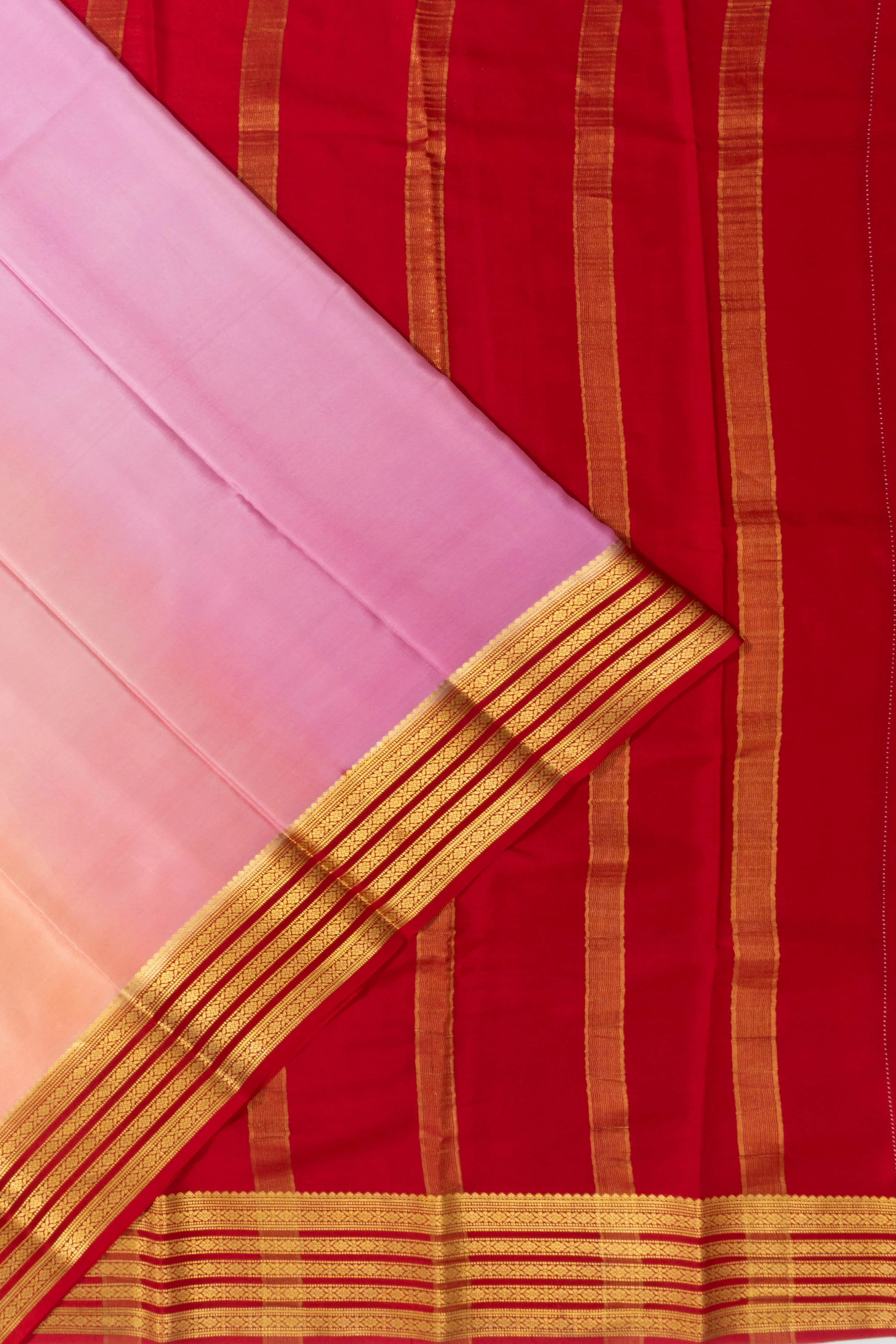 Mysore Silk Plain Peach And Pink Saree