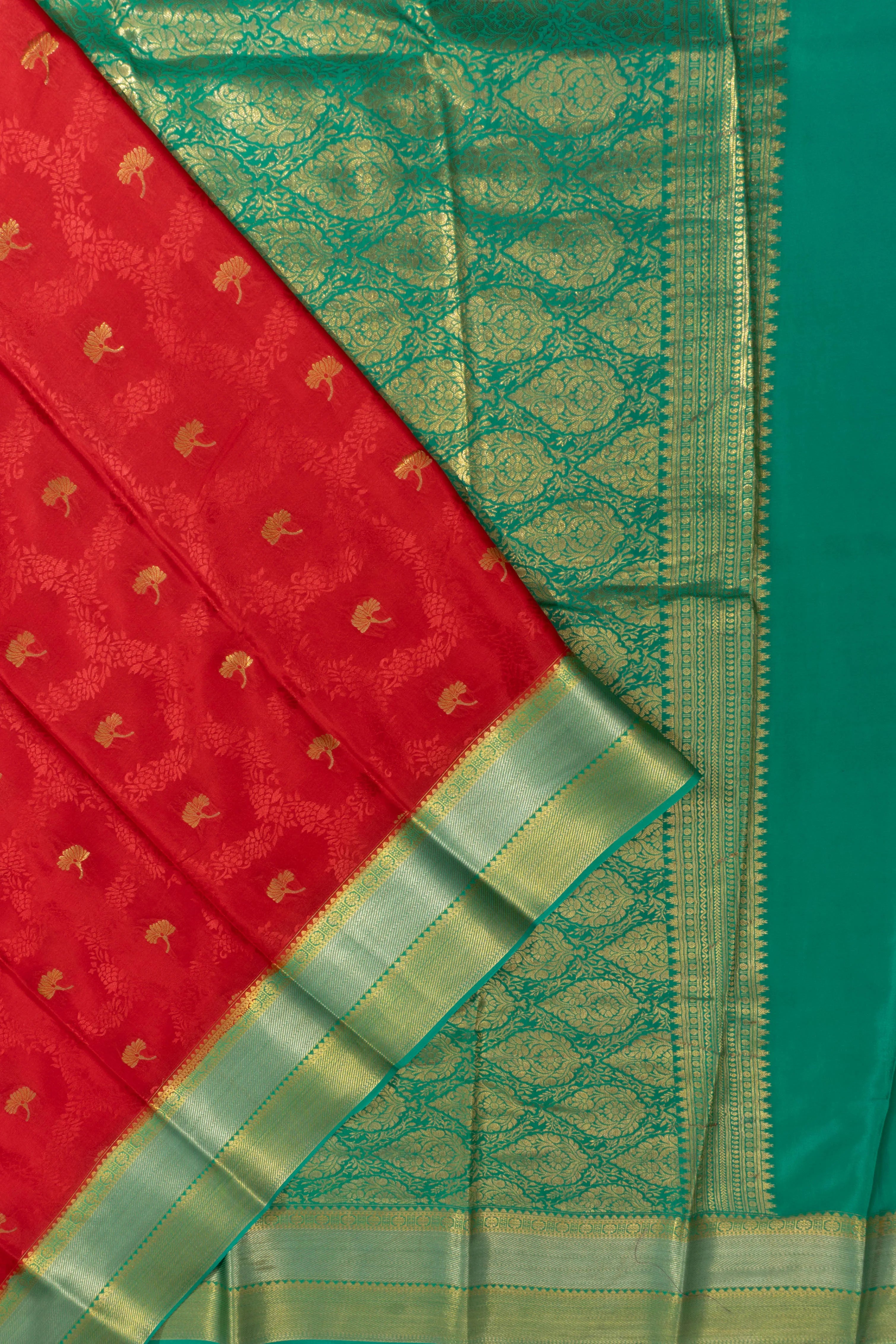 Mysore Silk Jacquard And Butta Red Saree