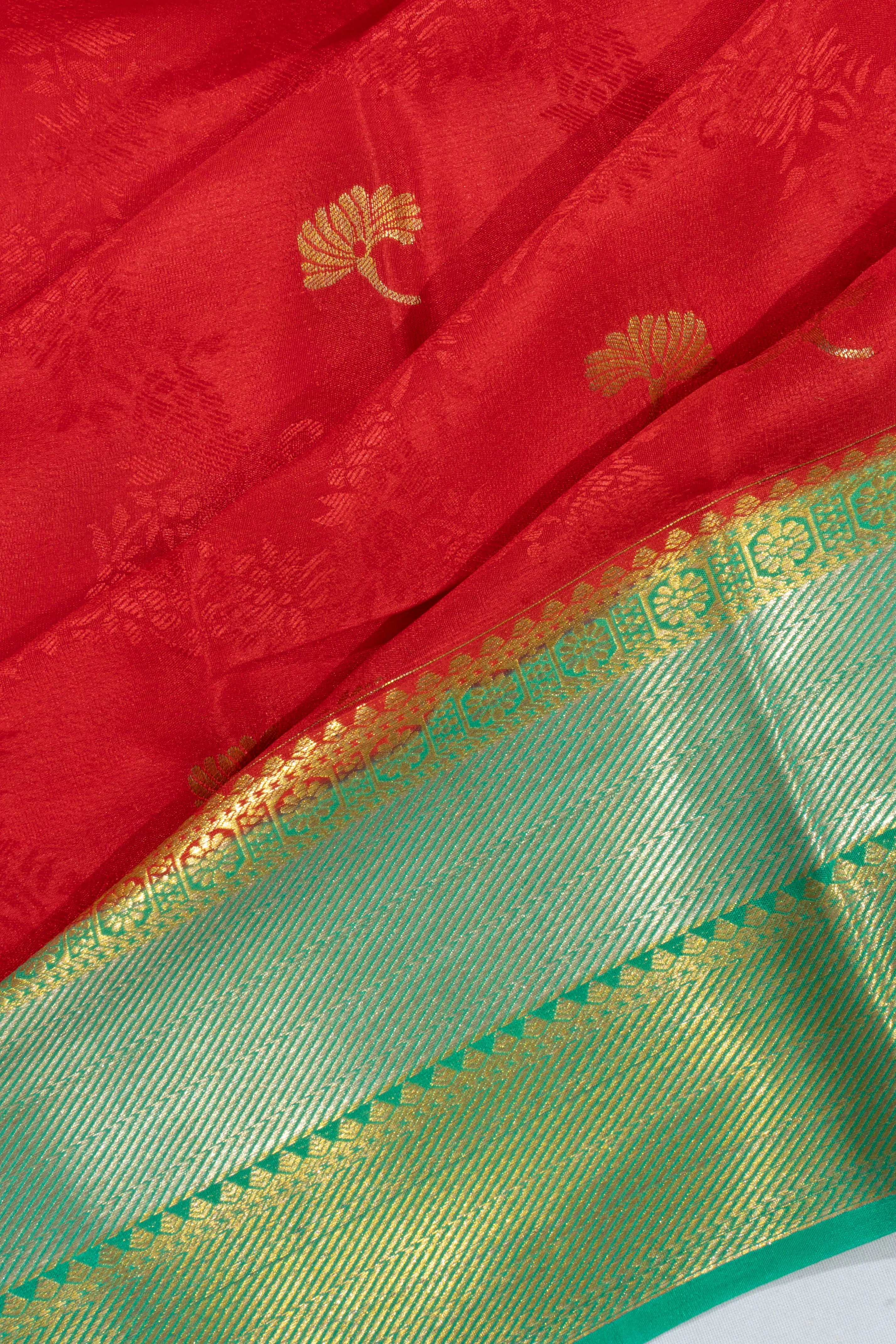 Mysore Silk Jacquard And Butta Red Saree
