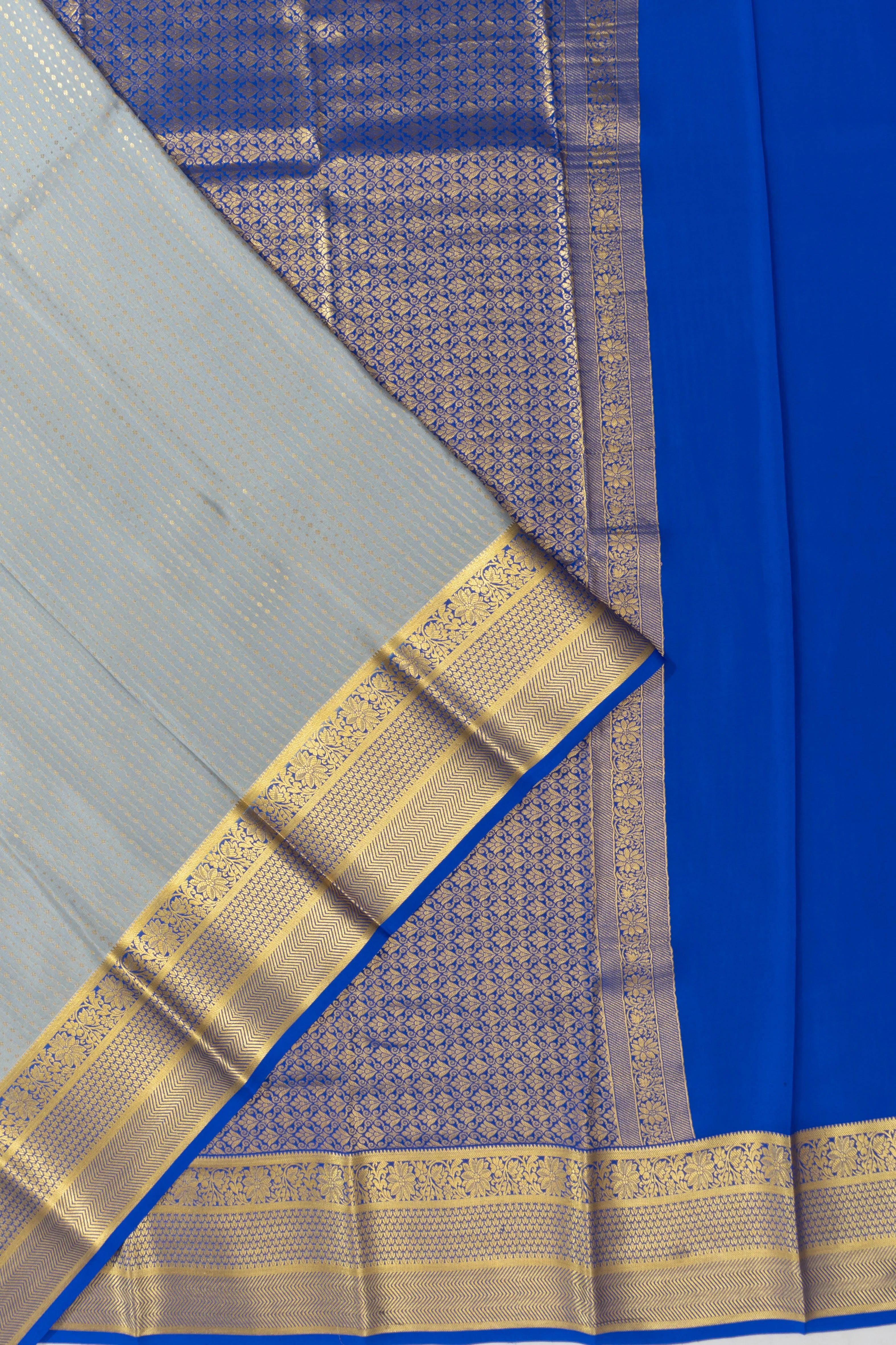 Mysore Silk Brocade Grey Saree