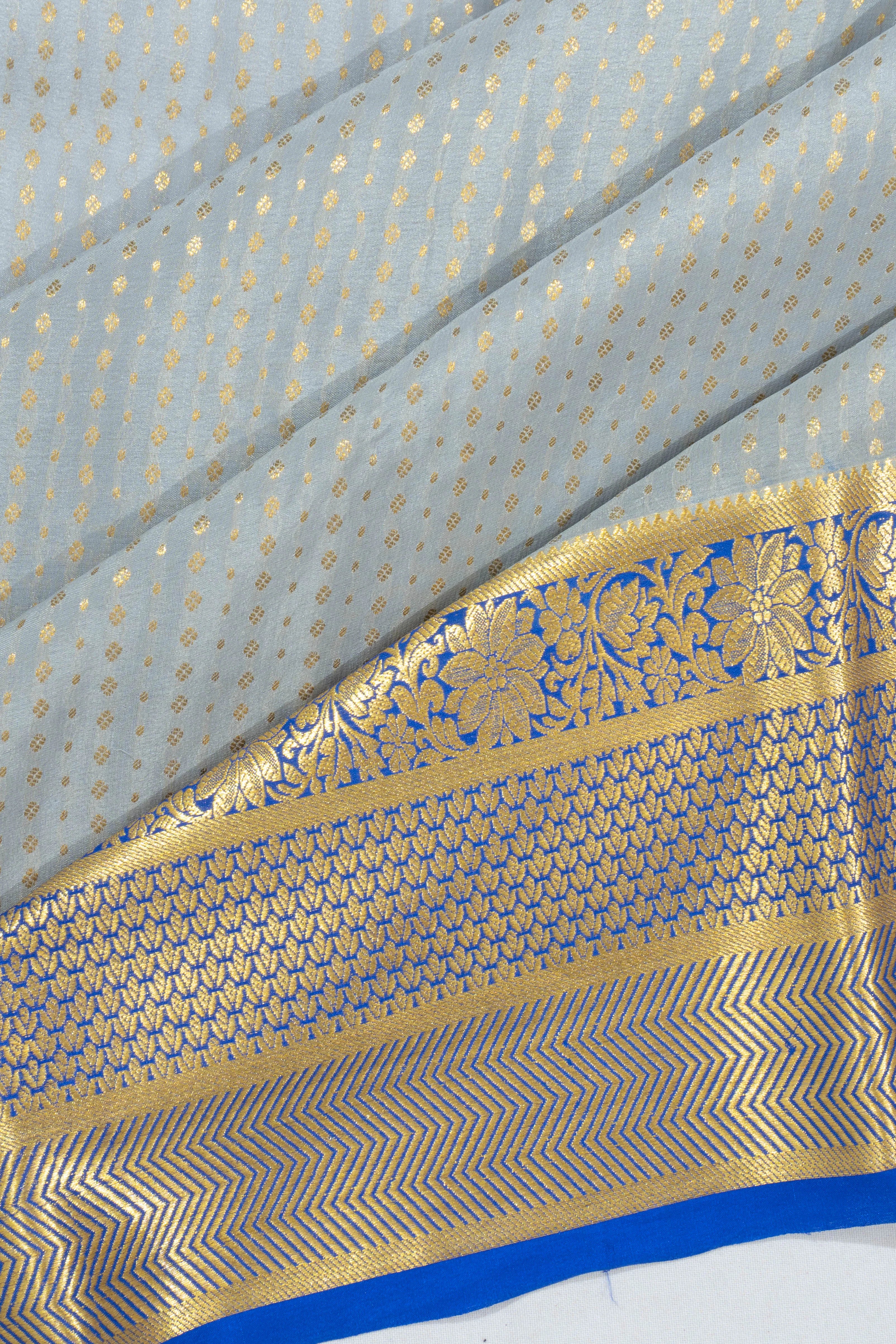 Mysore Silk Brocade Grey Saree