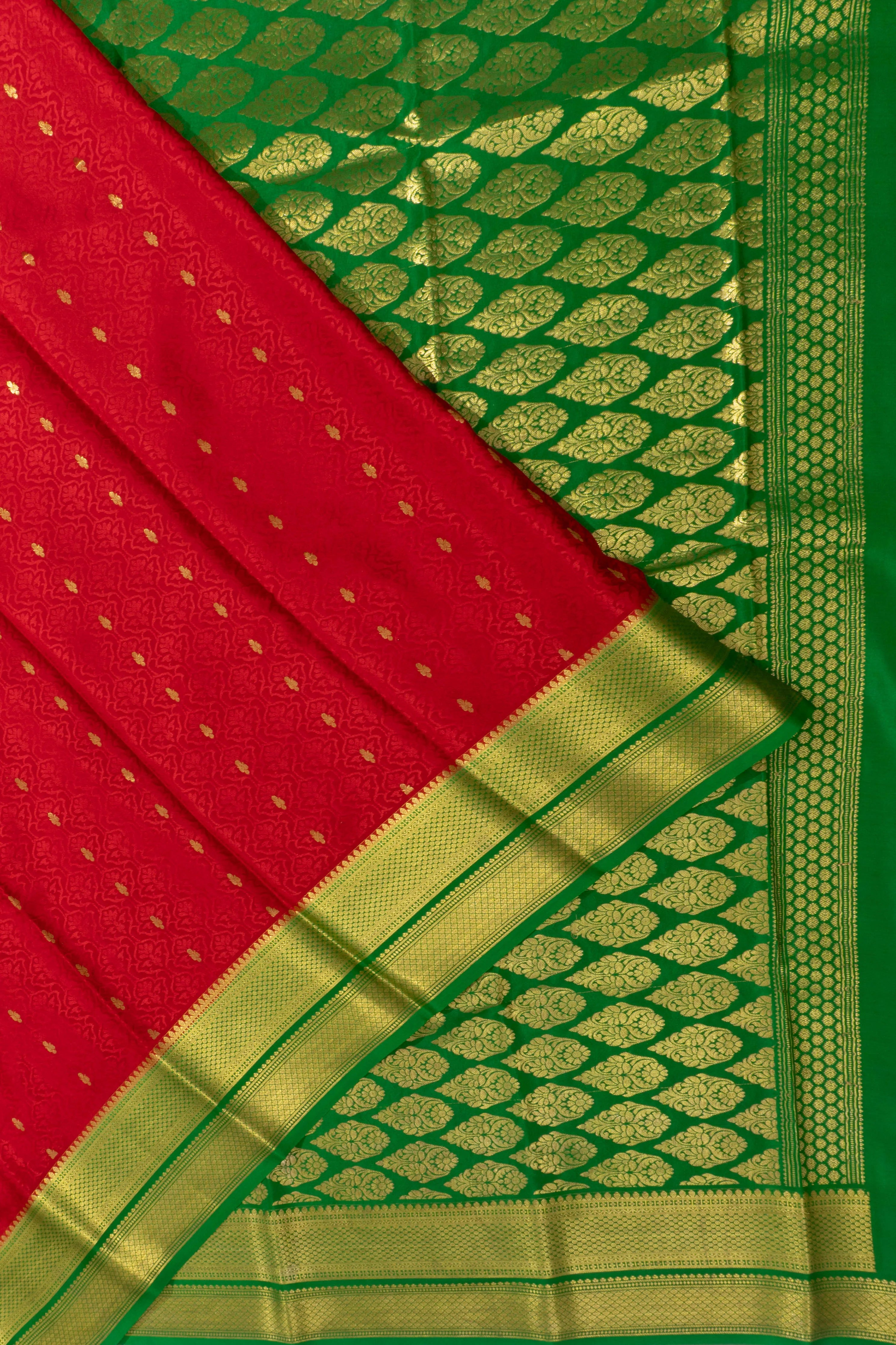 Mysore Silk Jacquard And Butta Red Saree